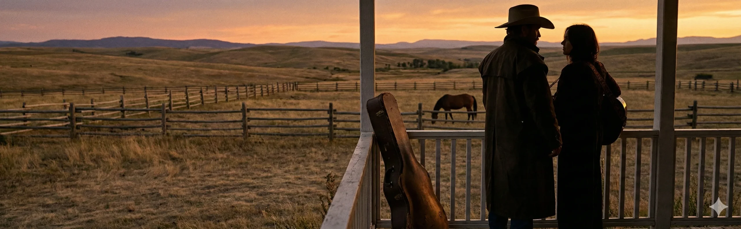 Montana ranch at golden hour with rolling hills