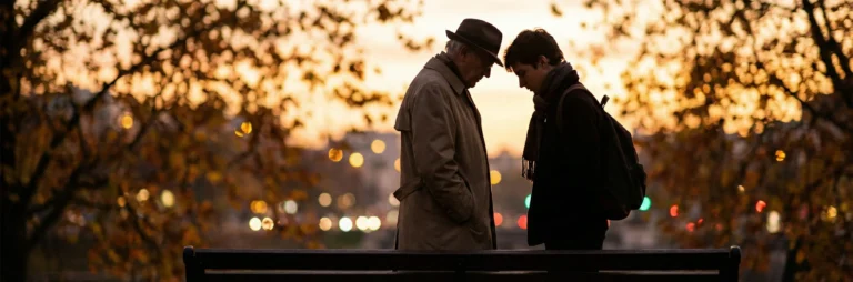 Age gap romance aesthetic - romantic silhouettes with forbidden tension