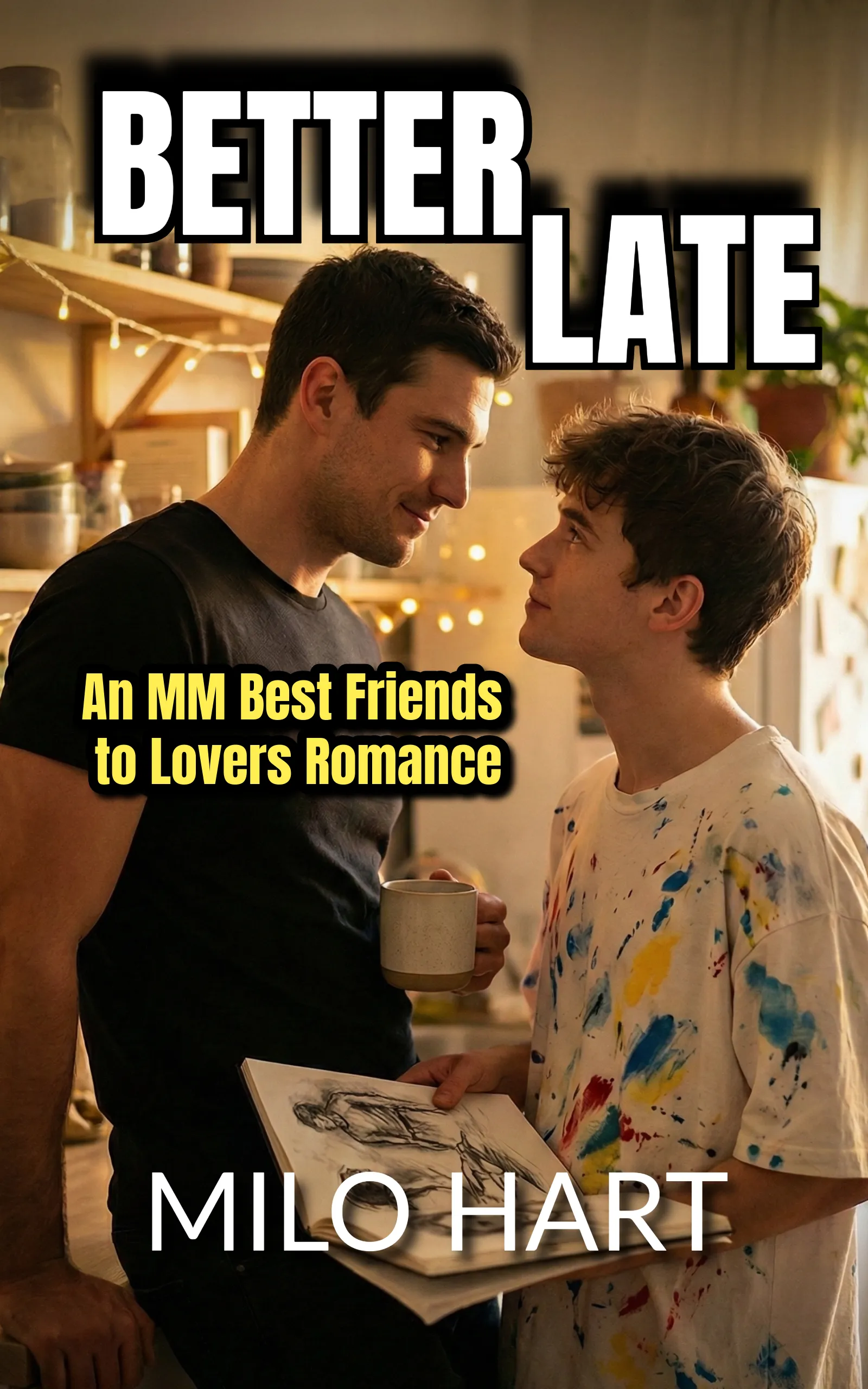 Better Late book cover - MM friends to lovers romance by Milo Hart