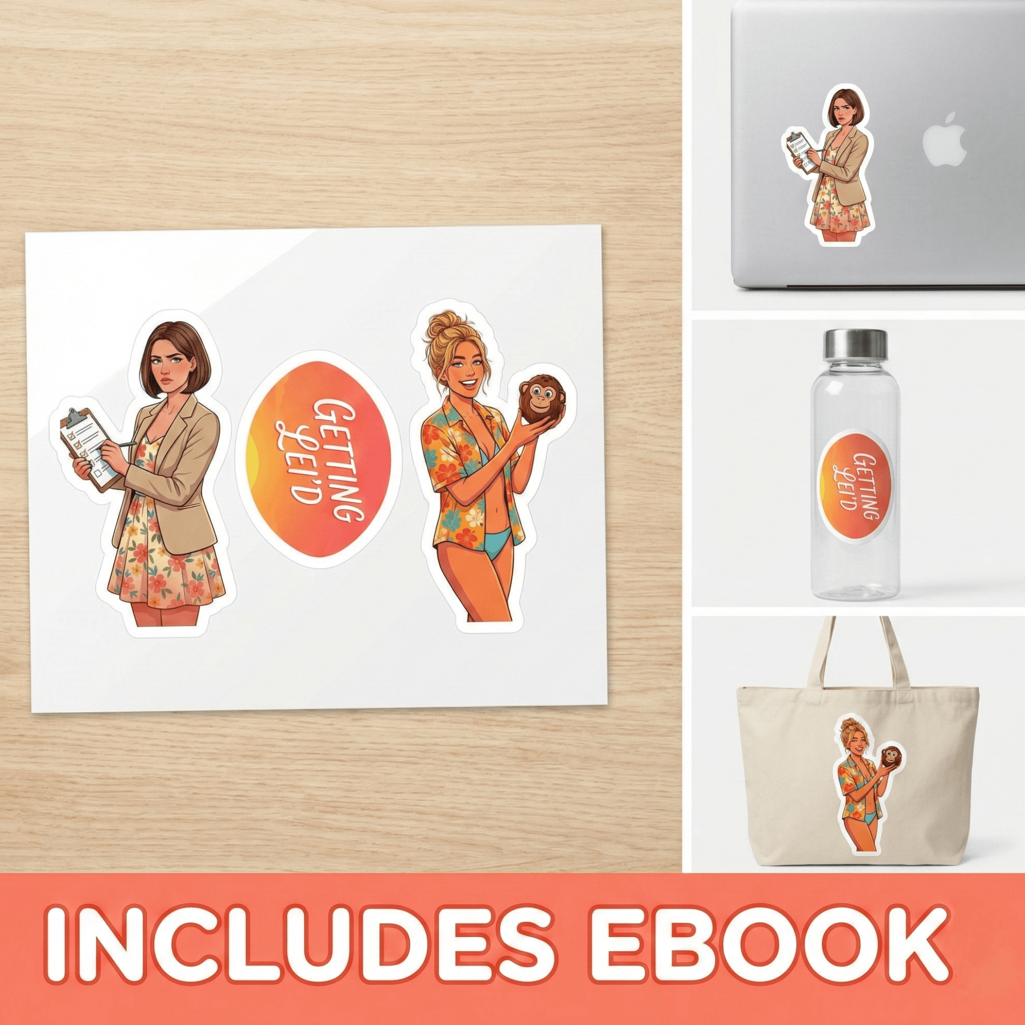 Kiss-Cut Vinyl Decal Sheet — "Getting Lei'd" Book Blurb Sticker + eBook Download