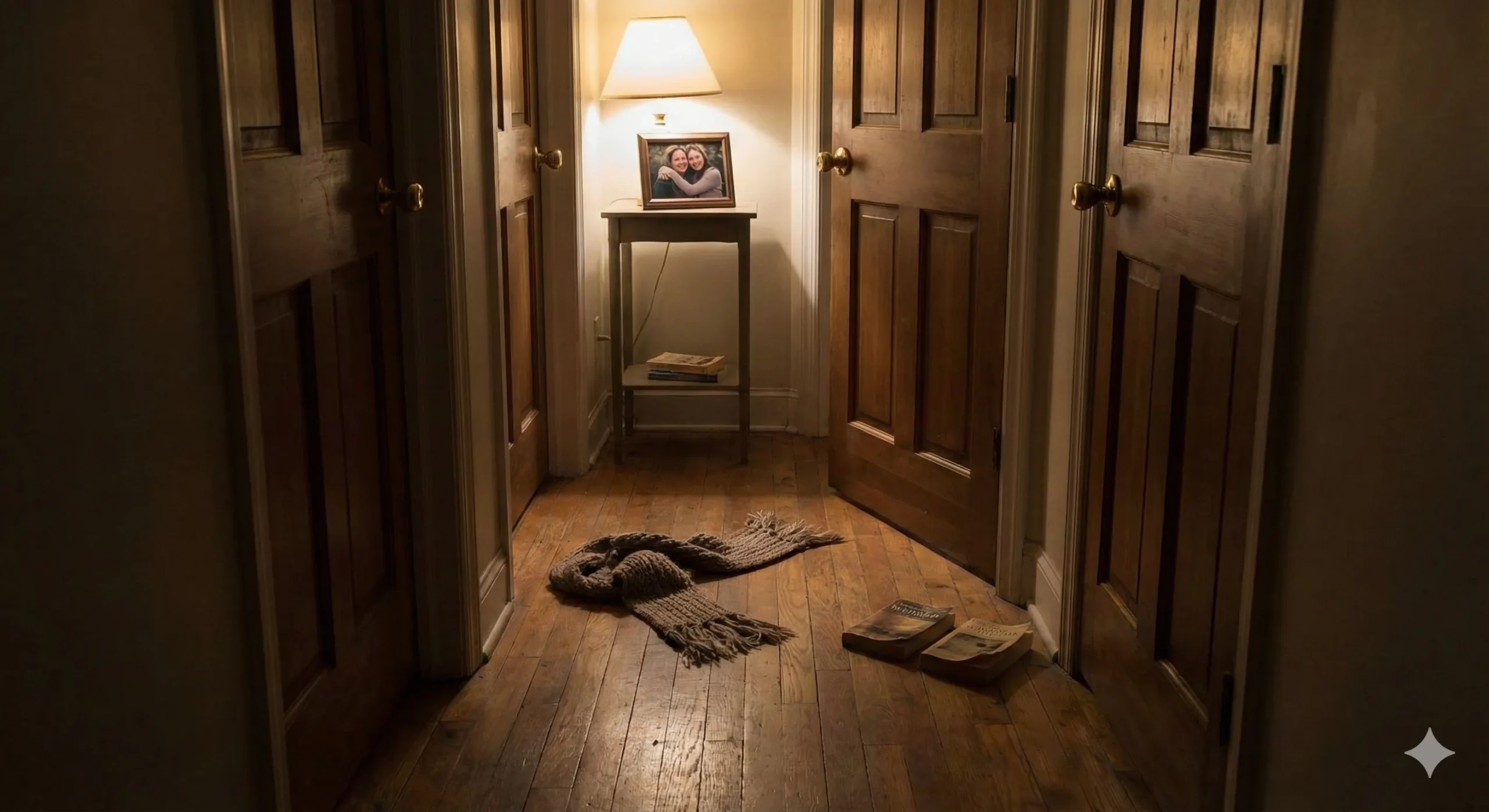 Two bedroom doors across hallway from each other showing forbidden proximity - Stepsister romance trope