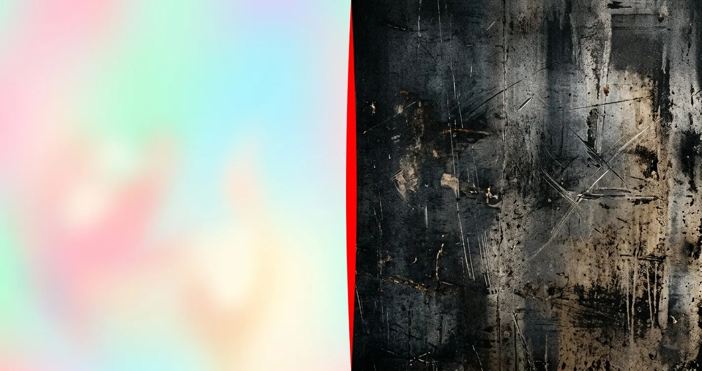 Abstract split composition with light and dark sides — bully romance tension