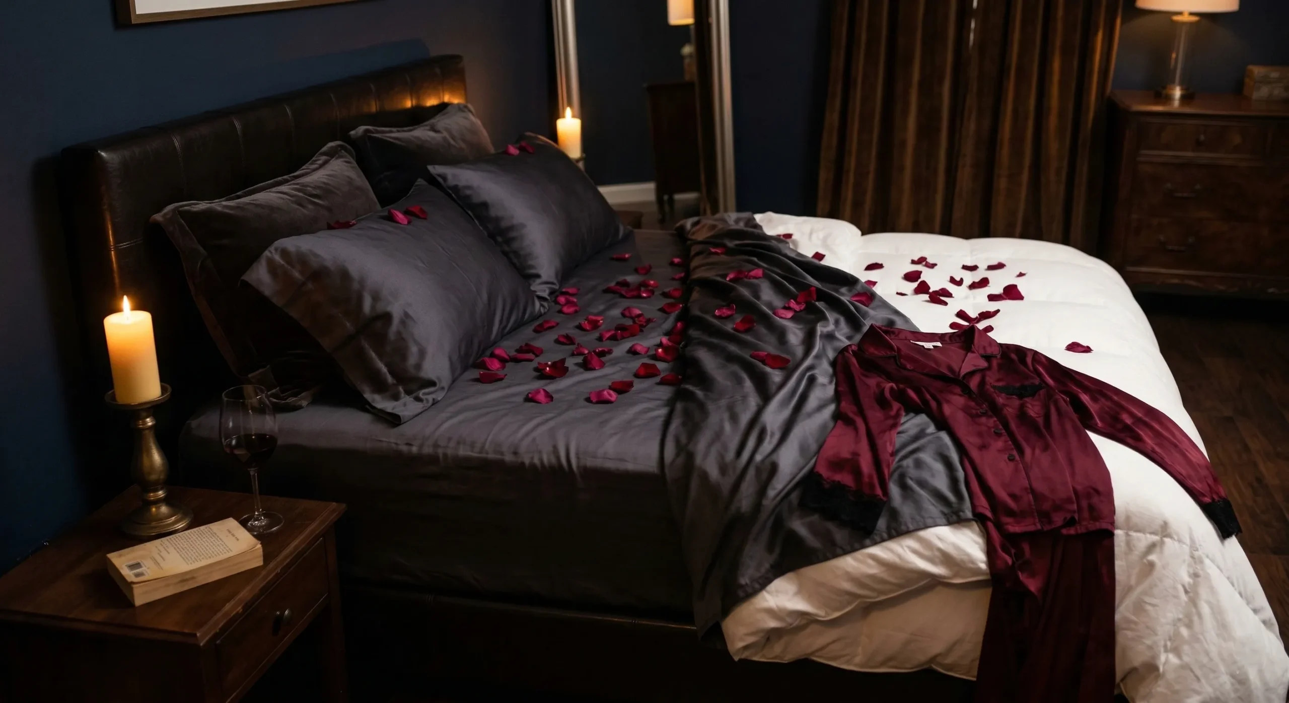 Dark luxury romance - silk sheets and candlelight