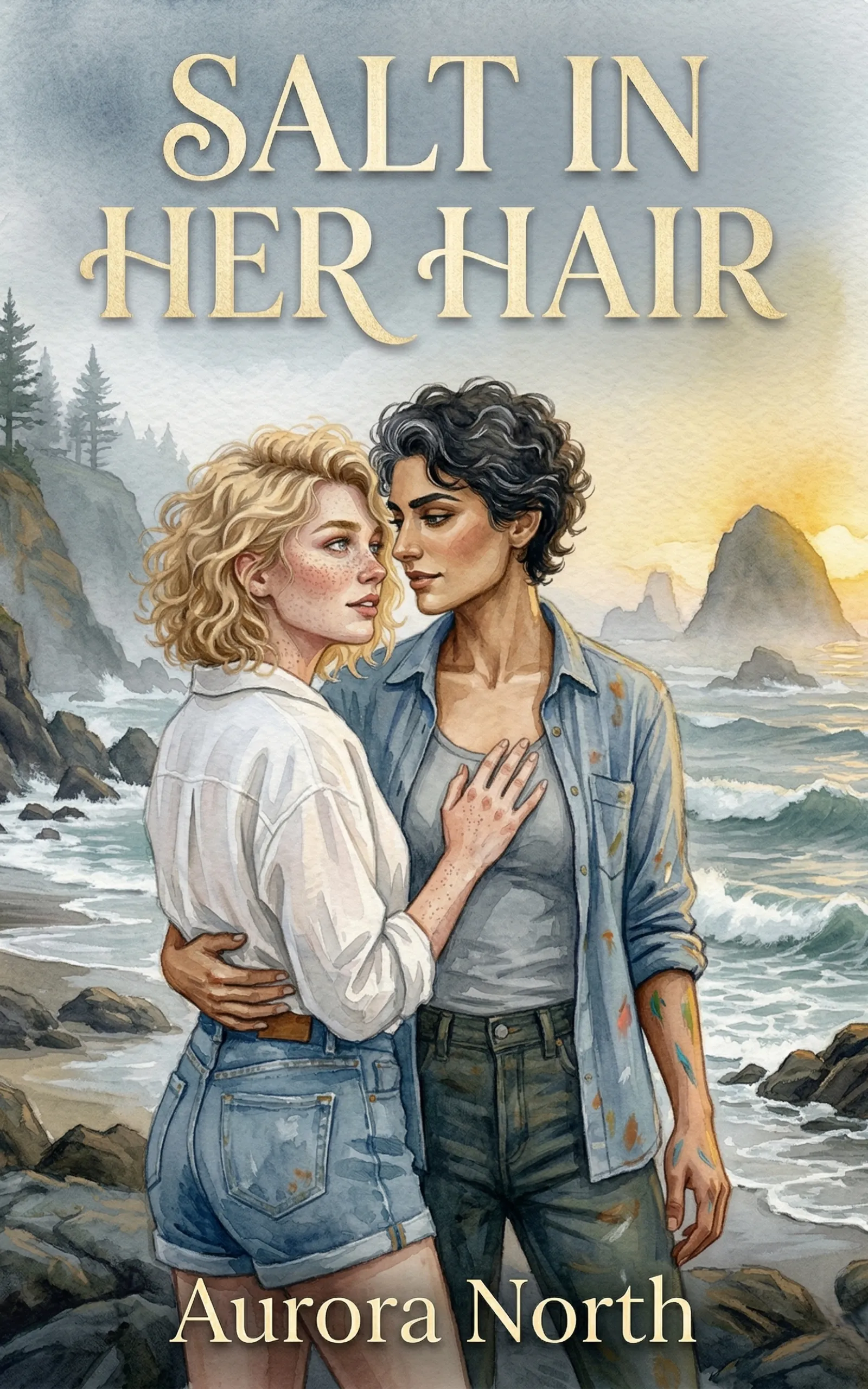 Salt in Her Hair by Aurora North - FF Sapphic Romance book cover