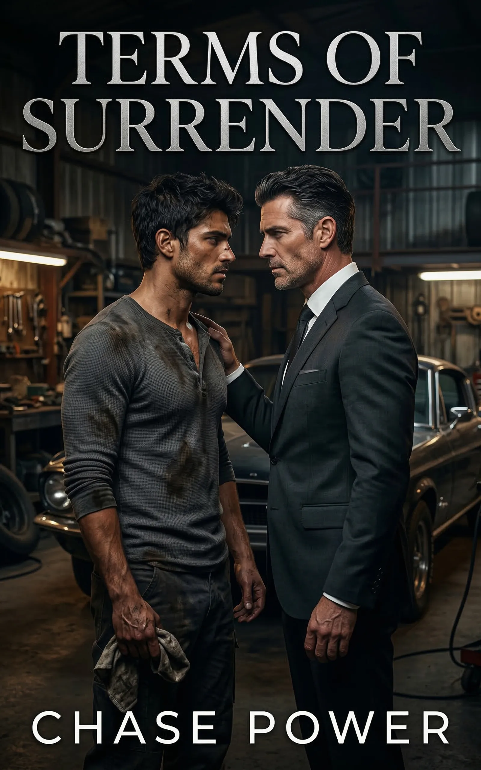 Terms of Surrender by Chase Power - MM Age-Gap Billionaire Romance Book Cover