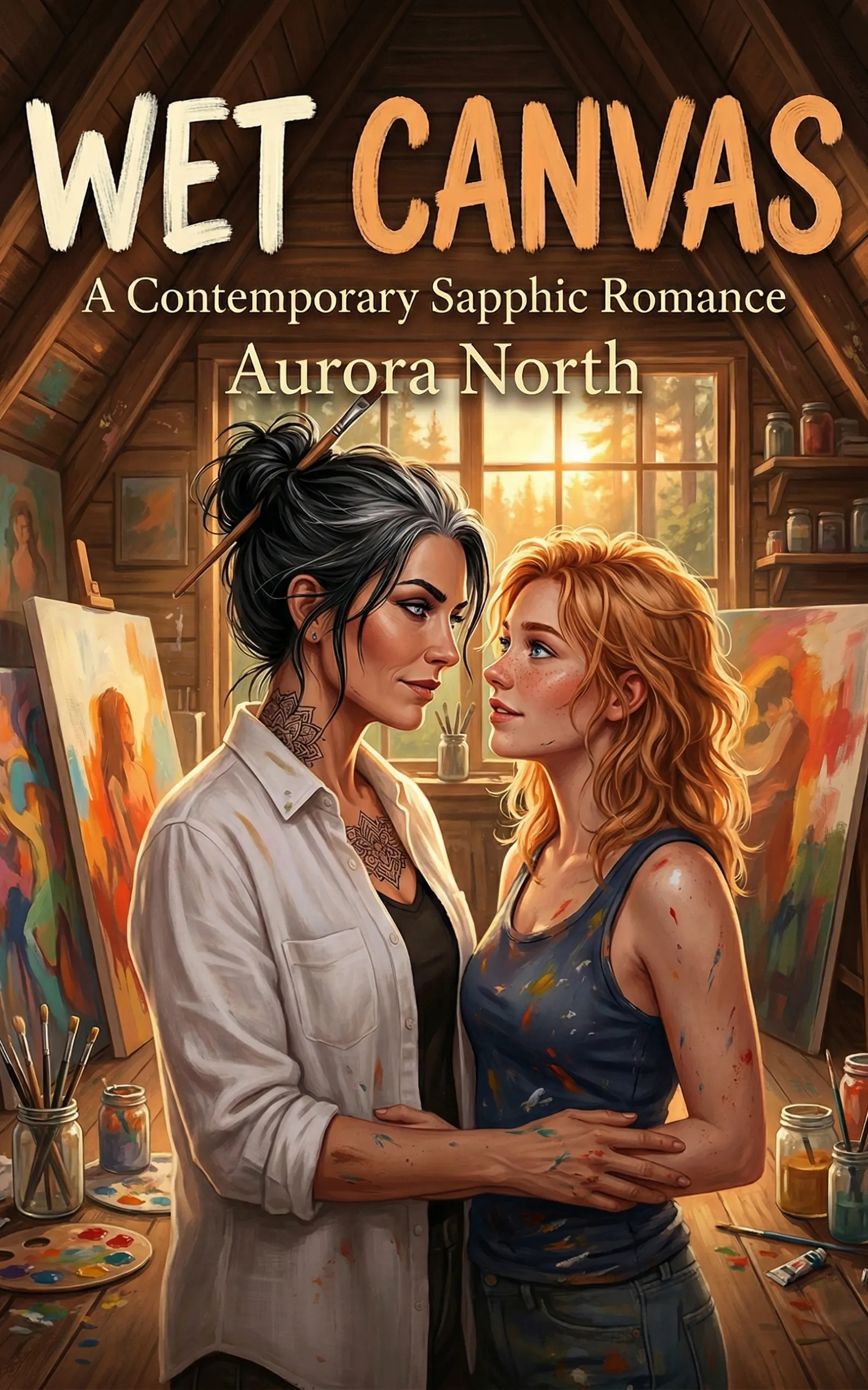 Wet Canvas by Aurora North - FF Sapphic Age Gap Romance book cover