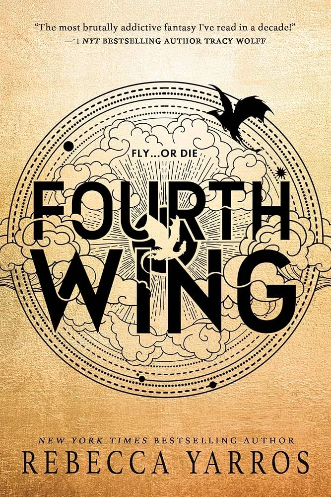 Fourth Wing by Rebecca Yarros book cover — Empyrean series book 1 dragon rider war college Violet Sorrengail Xaden Riorson romantasy BookTok phenomenon
