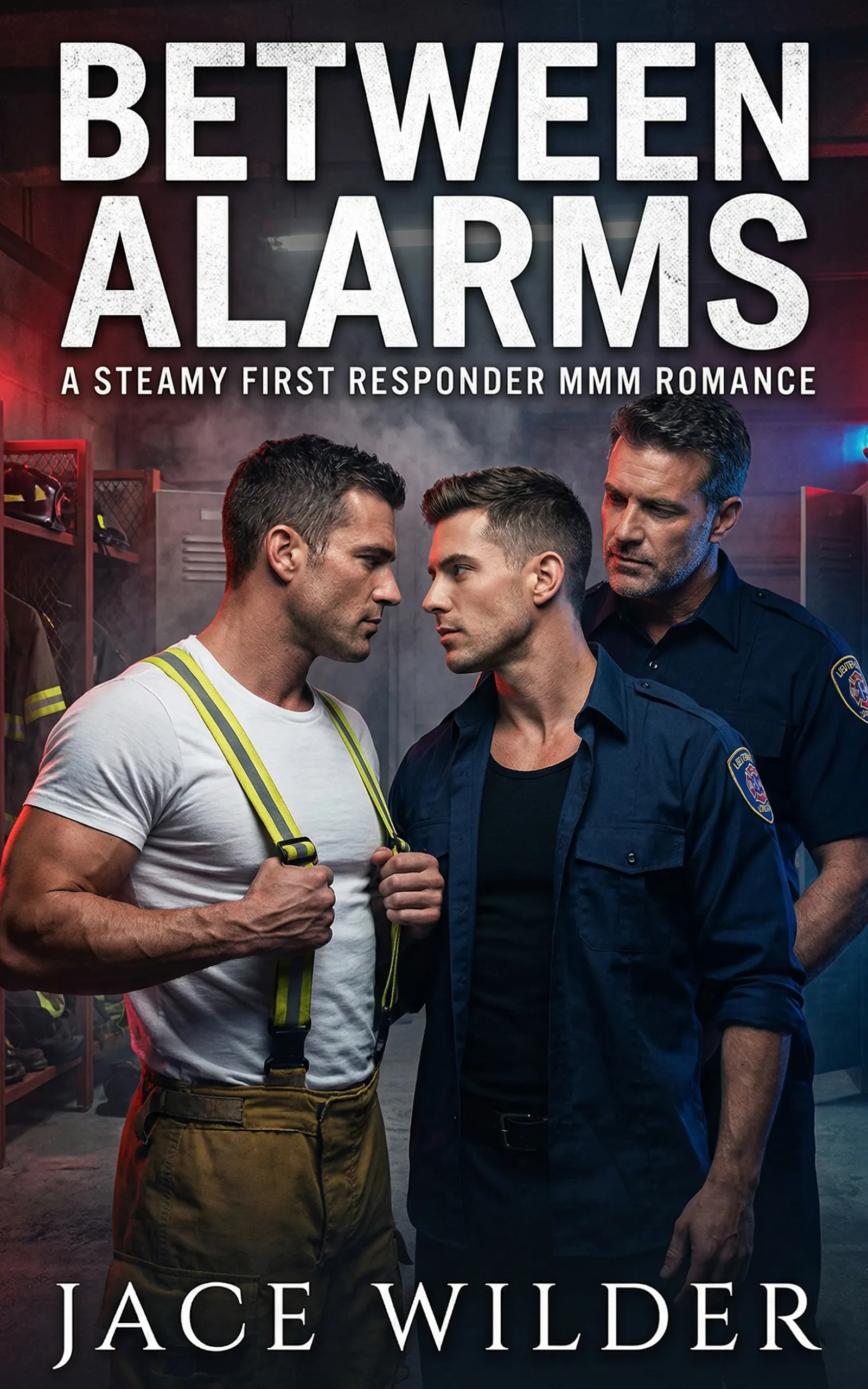 Between Alarms by Jace Wilder - MMM Firefighter Romance book cover