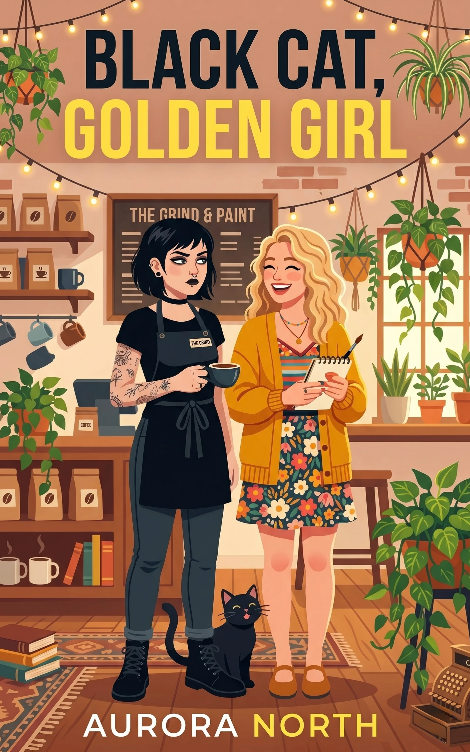 Black Cat, Golden Girl by Aurora North - FF Sapphic Romance book cover