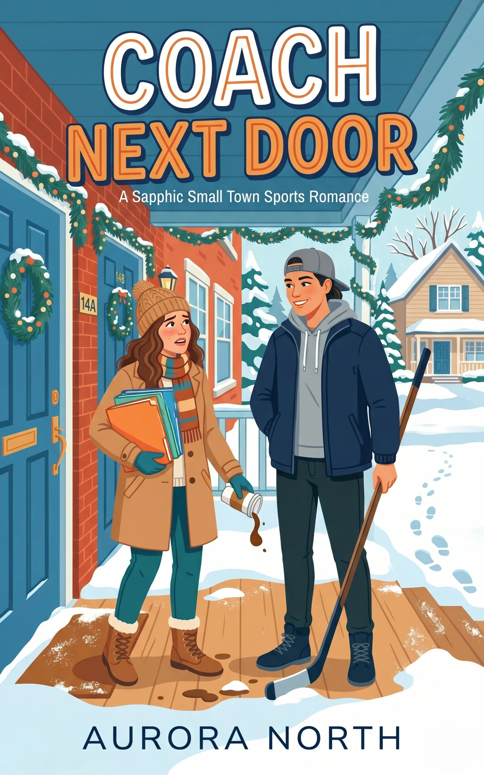 Coach Next Door by Aurora North - FF Sapphic Hockey Romance book cover