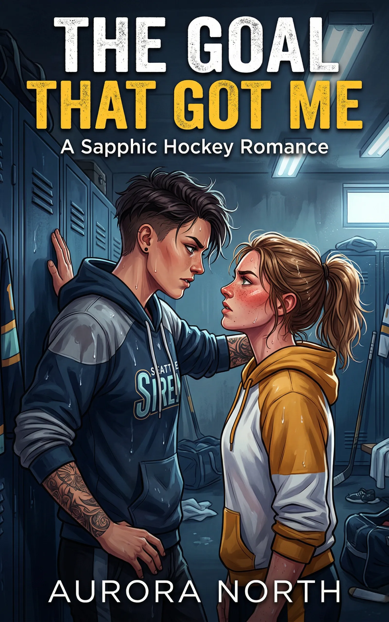 The Goal That Got Me by Aurora North - FF Sapphic Hockey Romance book cover
