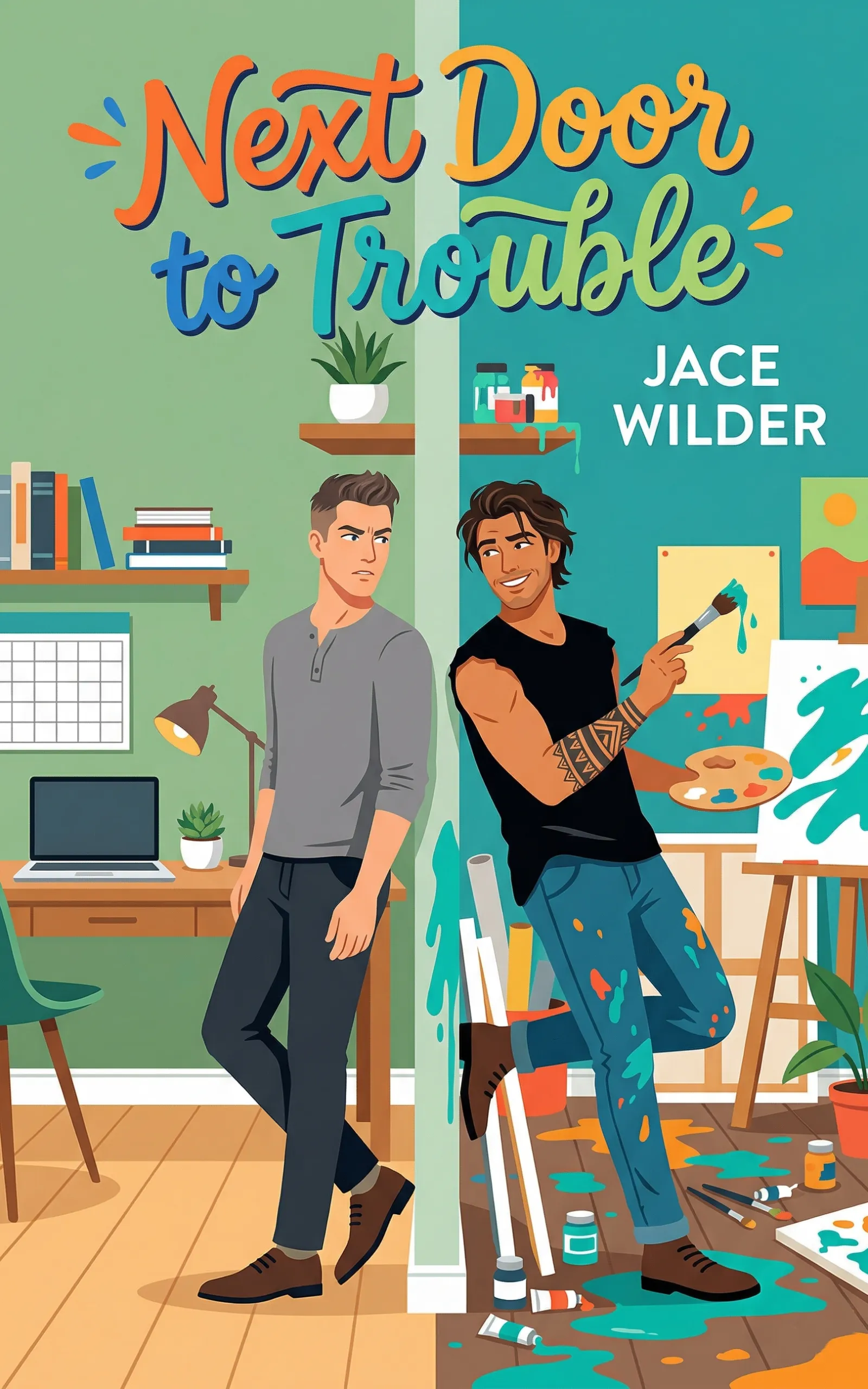 Next Door to Trouble by Jace Wilder - MM Contemporary Romance book cover
