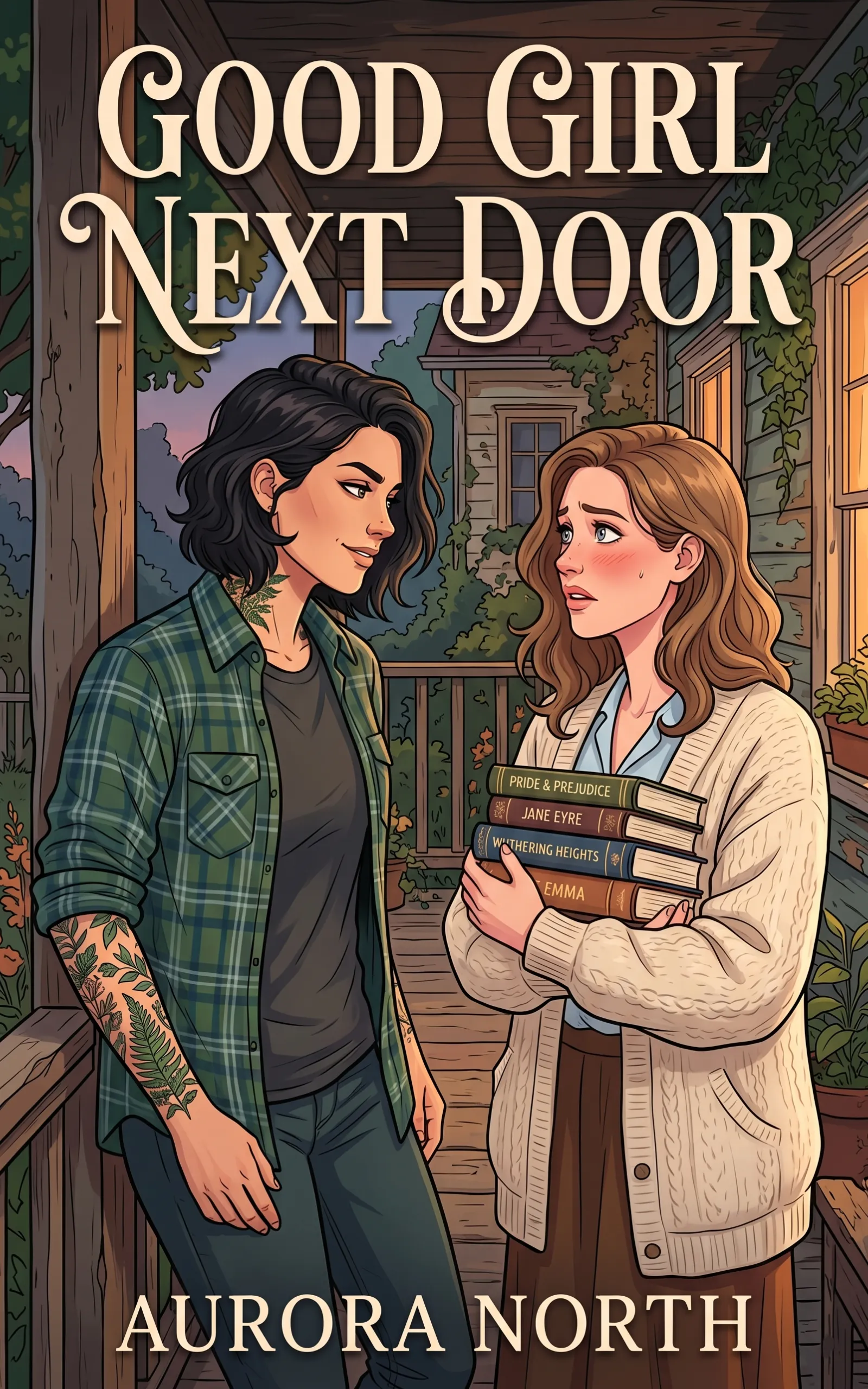 Good Girl Next Door by Aurora North - FF Sapphic Romance book cover
