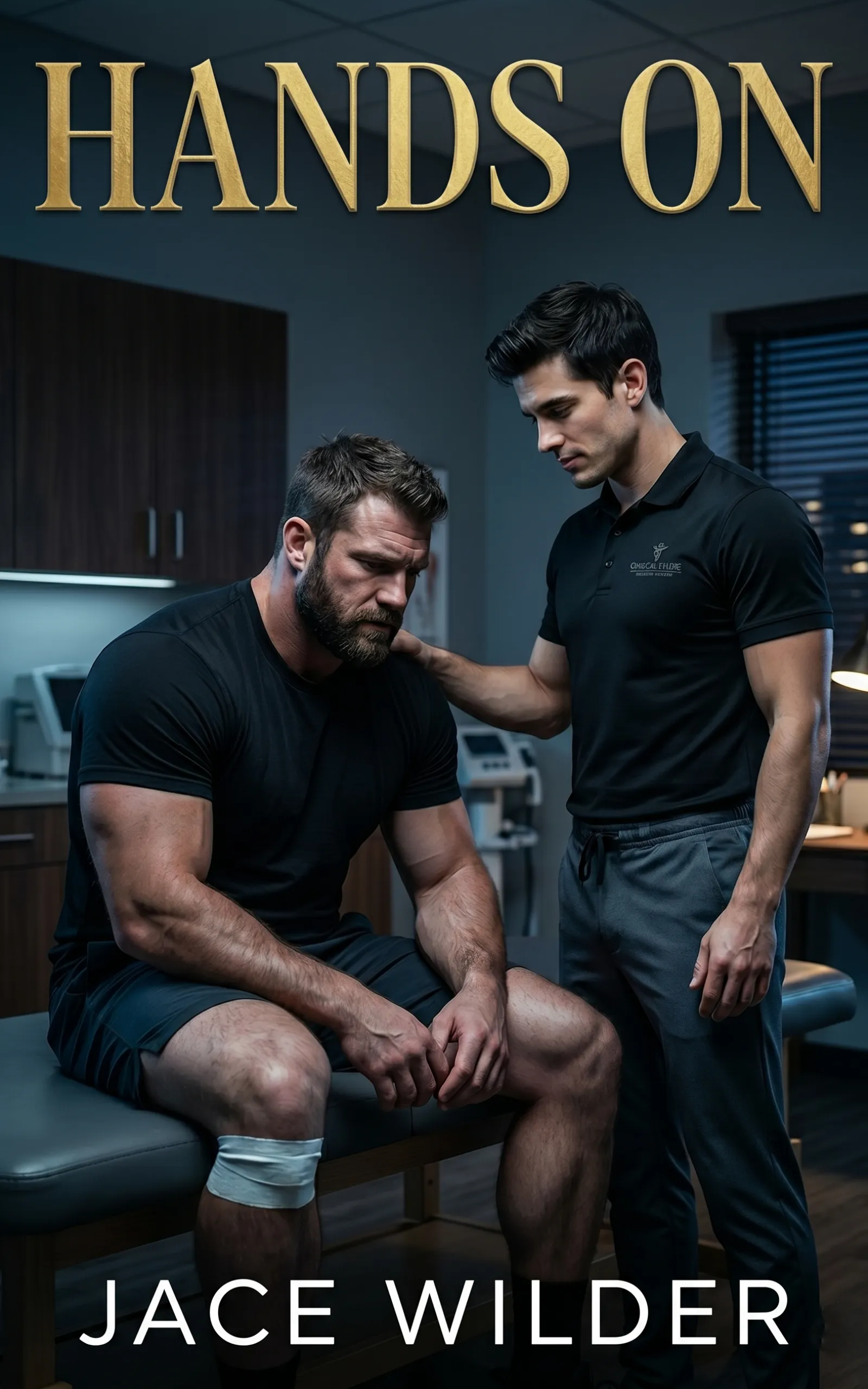 Hands On by Jace Wilder — MM sports medicine patient therapist bi awakening closeted athlete romance cover