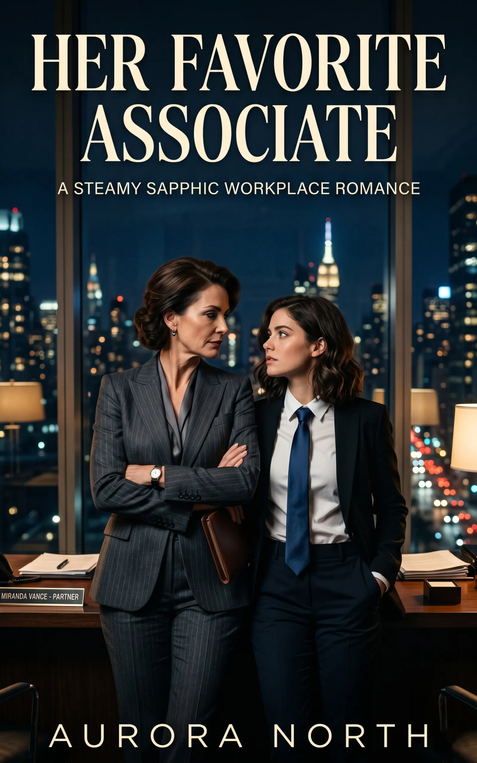 Her Favorite Associate by Aurora North — sapphic FF age gap litigator associate ice queen brat tamer praise kink D s power exchange forbidden workplace romance cover
