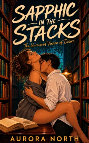 Sapphic in the Stacks by Aurora North - FF Sapphic Library Romance book cover