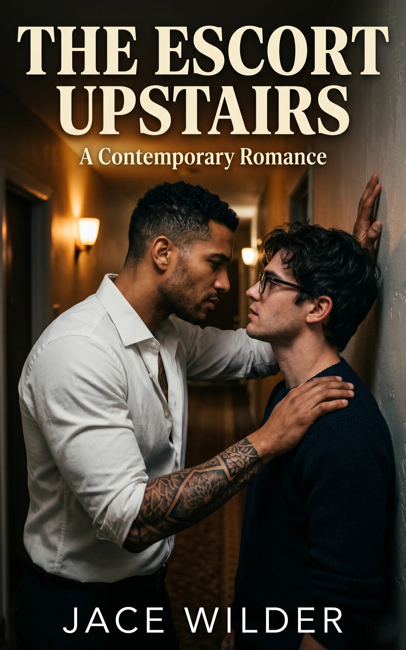 The Escort Upstairs by Jace Wilder - MM Contemporary Romance book cover