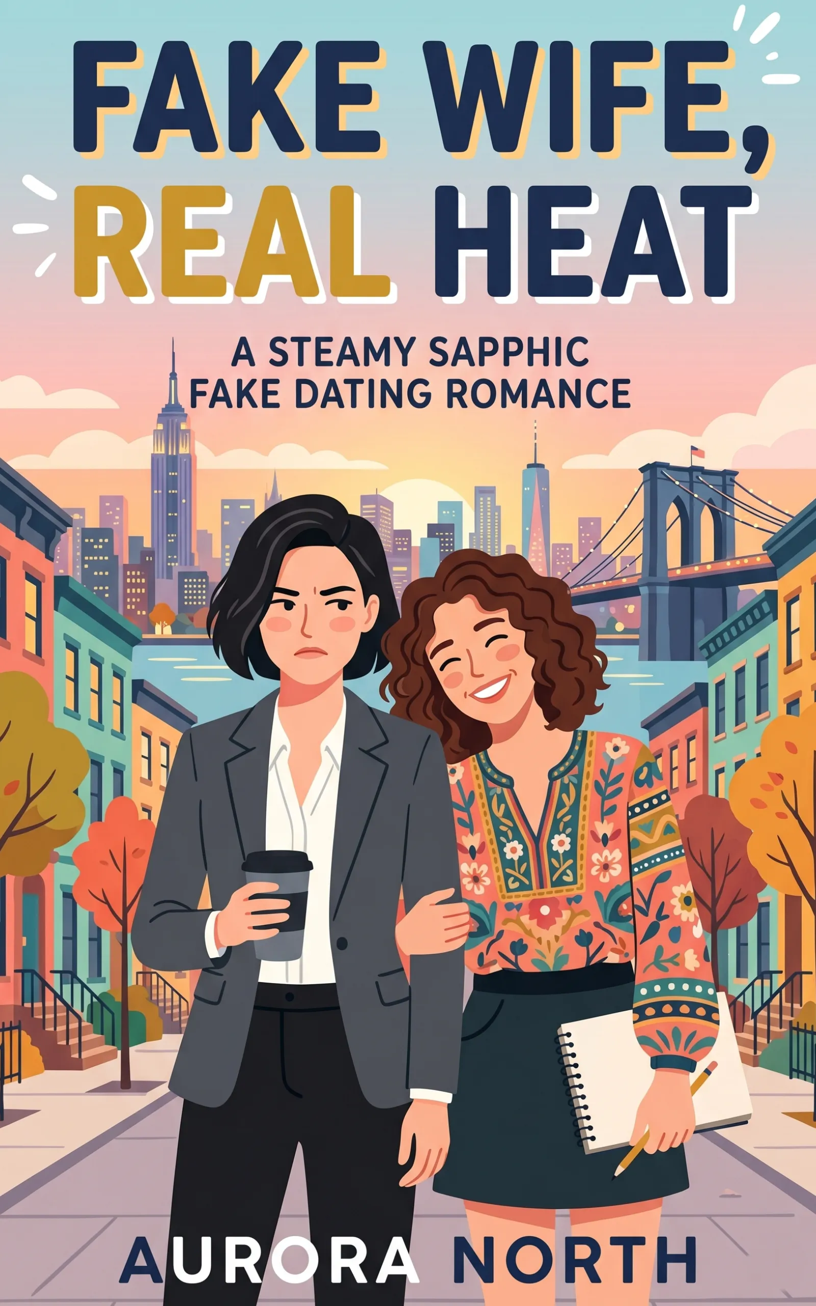 Fake Wife Real Heat by Aurora North - FF Sapphic Romance book cover