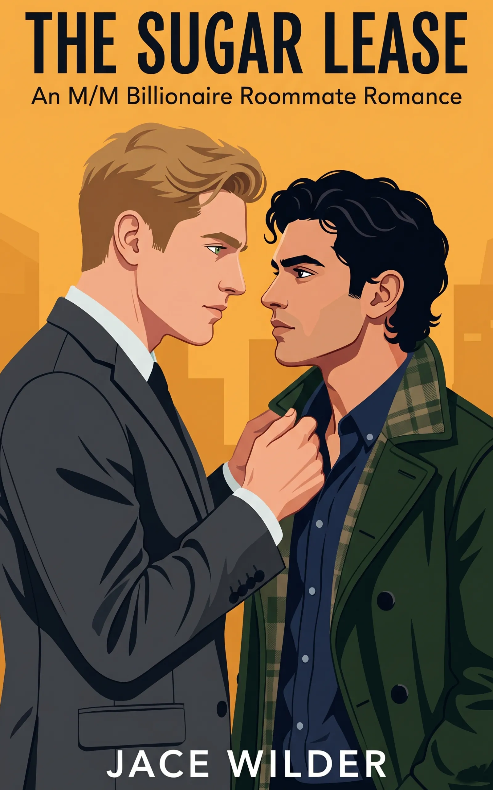The Sugar Lease by Jace Wilder book cover — MM roommates to lovers sugar daddy age gap forced proximity one bed praise kink touch starved indie KU inferno