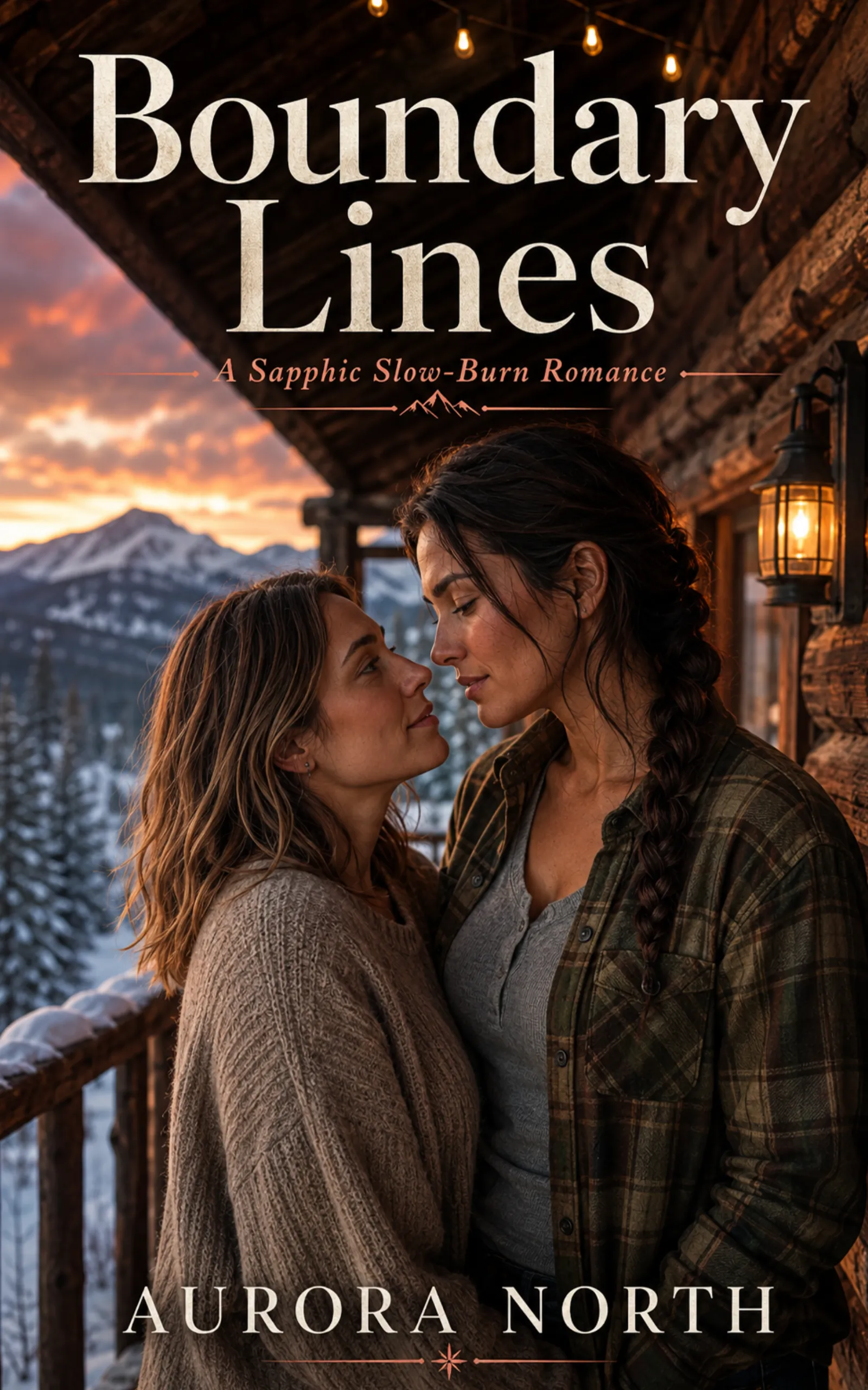 Boundary Lines by Aurora North book cover, sapphic neighbors enemies-to-lovers romance on Kindle Unlimited