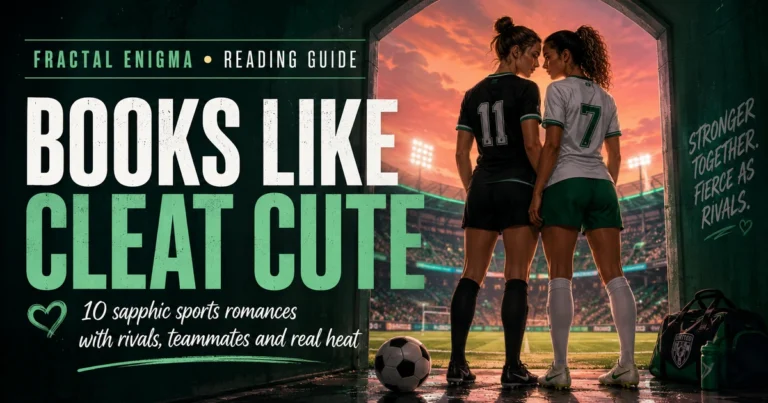 Books Like Cleat Cute sapphic sports romance reading guide with two soccer players in a stadium tunnel at sunset