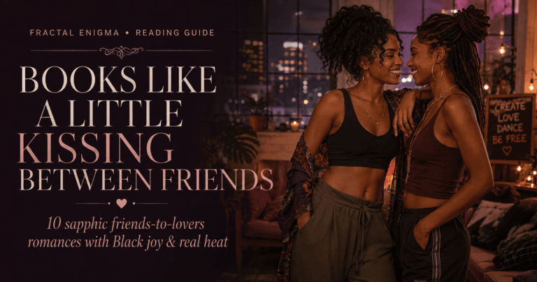 Books Like A Little Kissing Between Friends reading guide featuring two Black women sharing a joyful intimate moment in a warm creative loft.