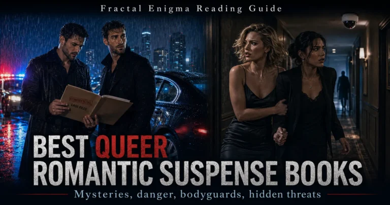 Best queer romantic suspense books reading guide with MM and sapphic couples, crime scenes, danger and hidden threats