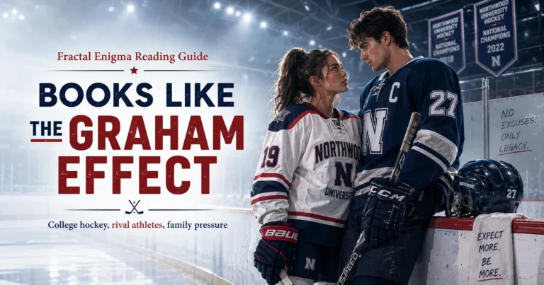 Books Like The Graham Effect reading guide featuring a female and male college hockey player inside an ice arena.