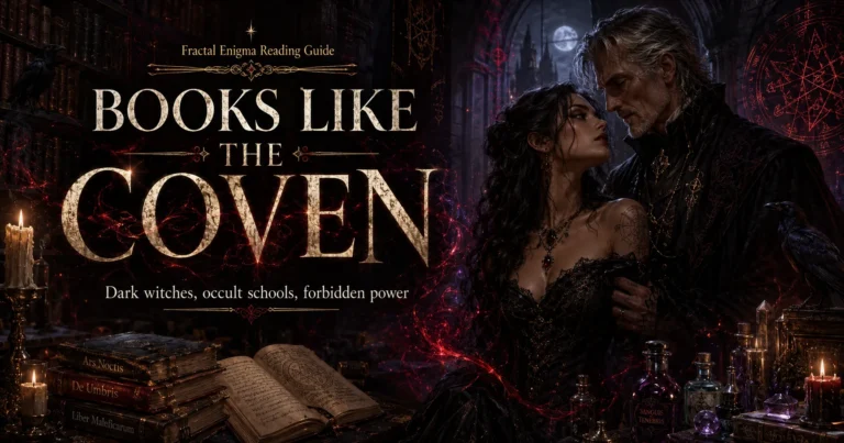 Books Like The Coven reading guide featuring a young witch and a dangerous older professor inside a dark occult academy.