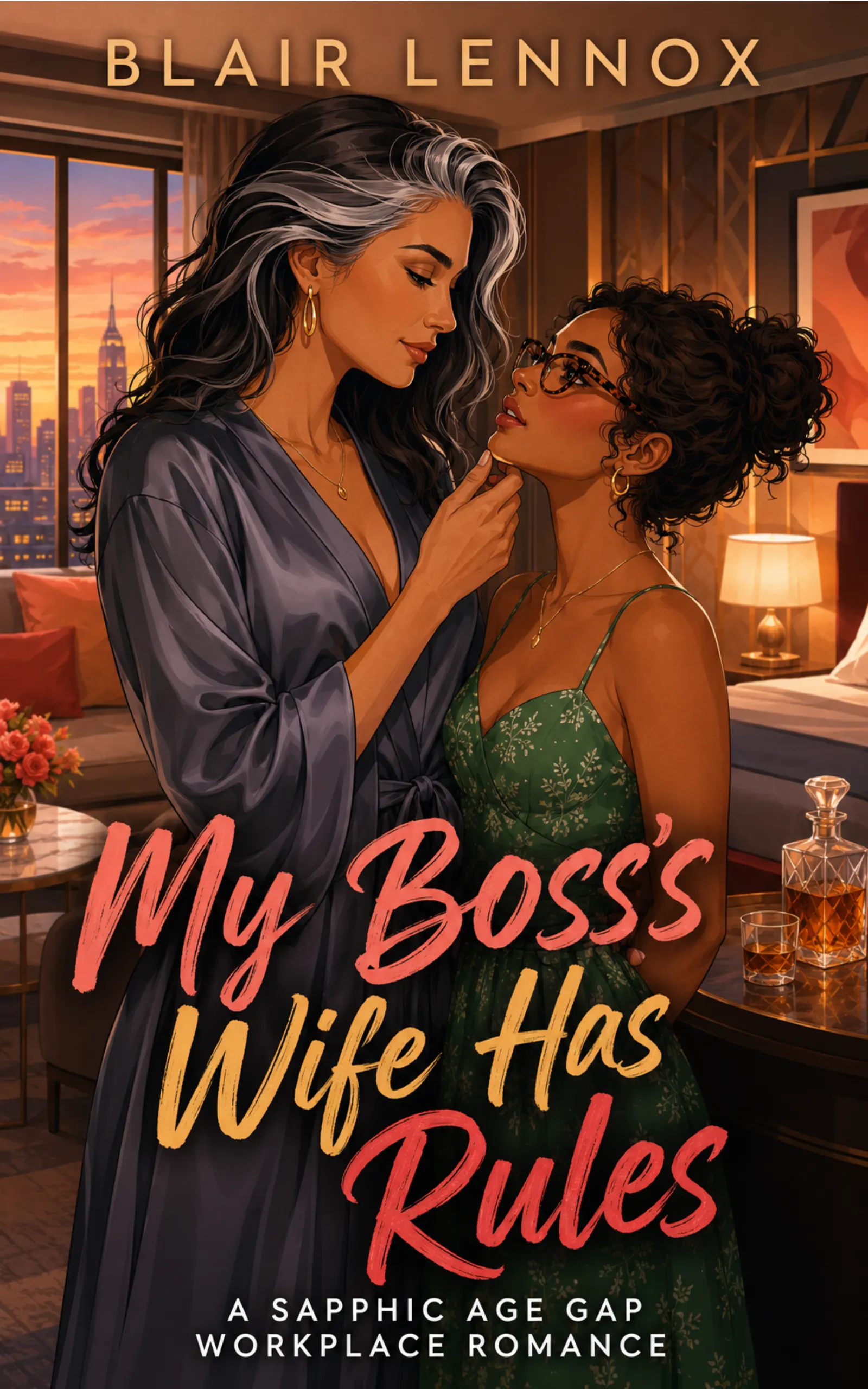 My Boss's Wife Has Rules by Blair Lennox book cover, sapphic D/s boss's wife age-gap romance on Kindle Unlimited