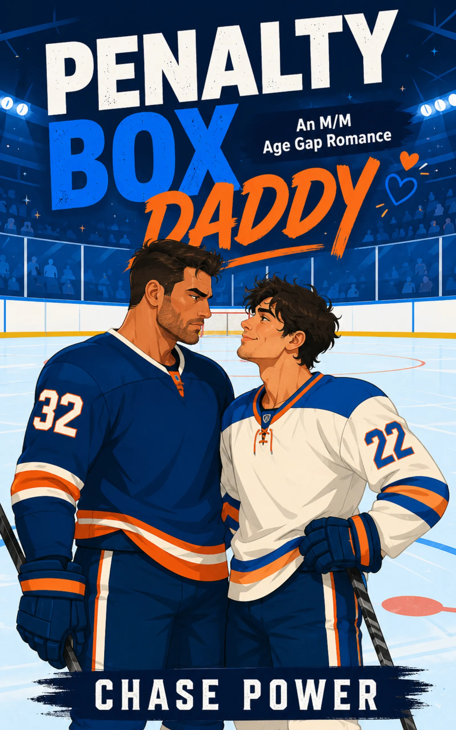 Penalty Box Daddy by Chase Power book cover, MM hockey age-gap romance on Kindle Unlimited