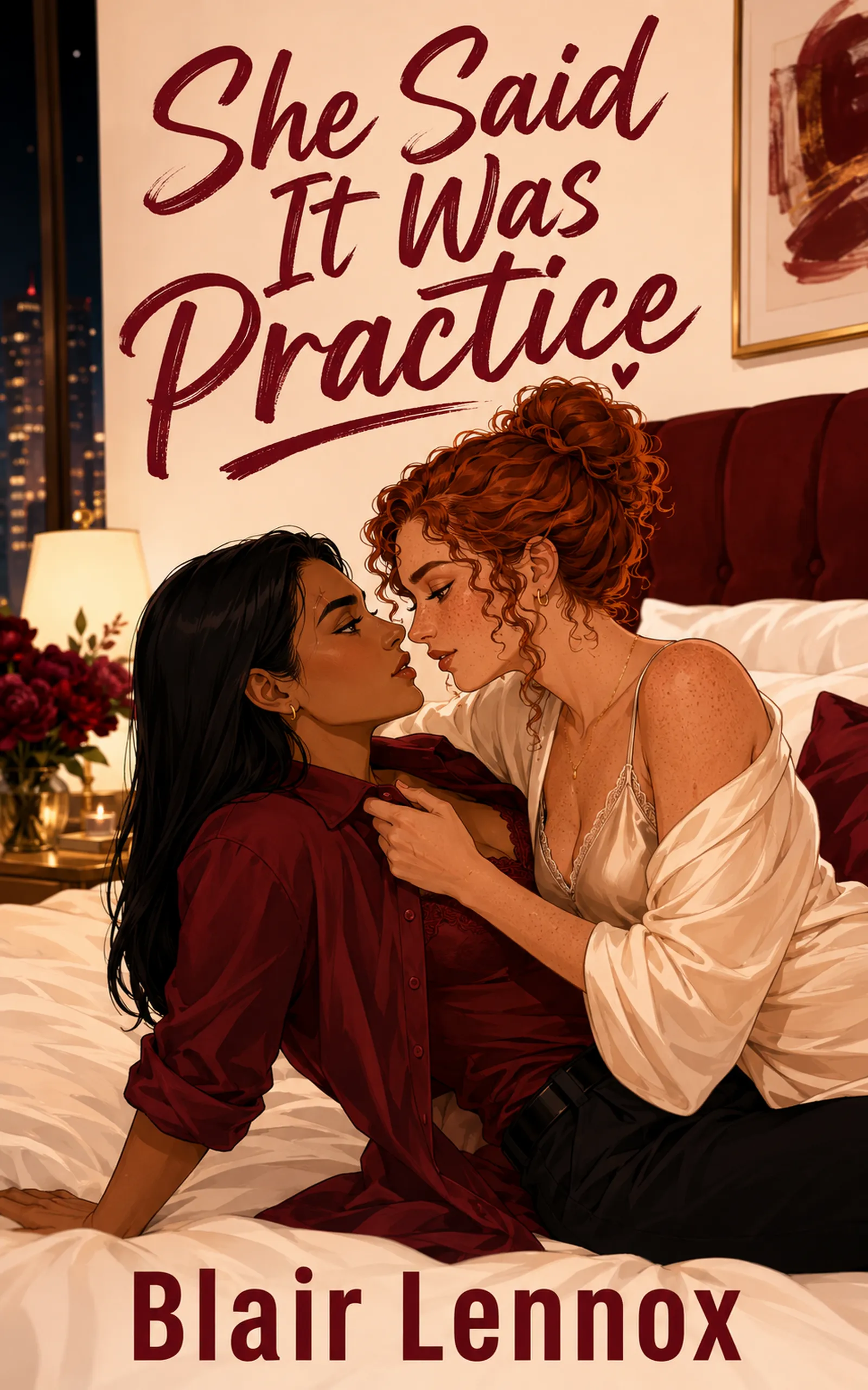 She Said It Was Practice by Blair Lennox book cover, sapphic straight-to-sapphic sex-lessons romance on Kindle Unlimited