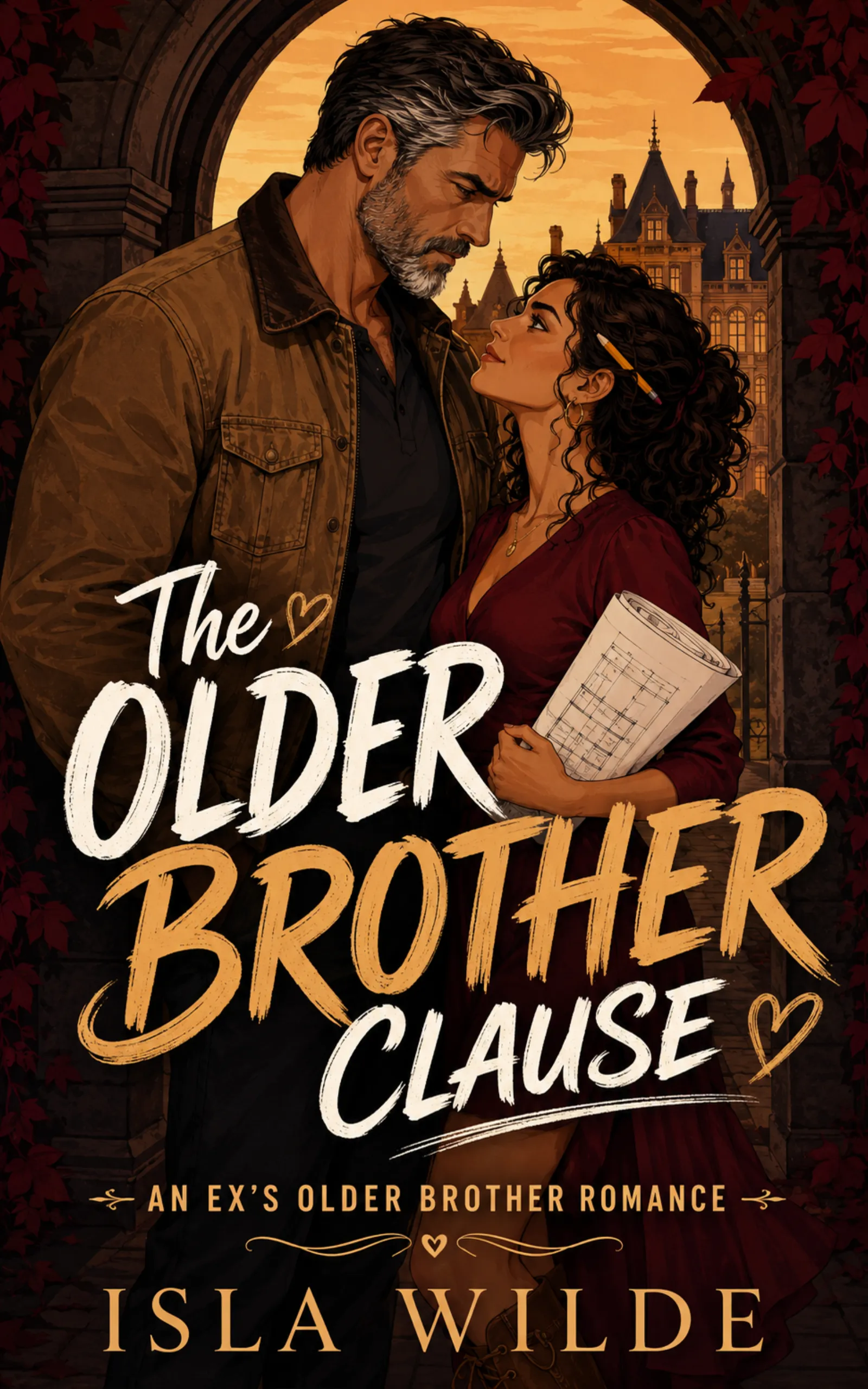 The Older Brother Clause by Isla Wilde book cover, MF age-gap forbidden romance on Kindle Unlimited