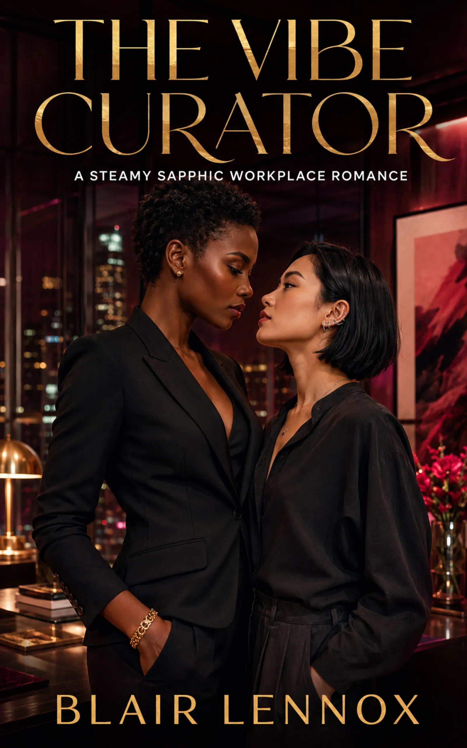 The Vibe Curator by Blair Lennox book cover, sapphic ex-best-friends workplace romance on Kindle Unlimited