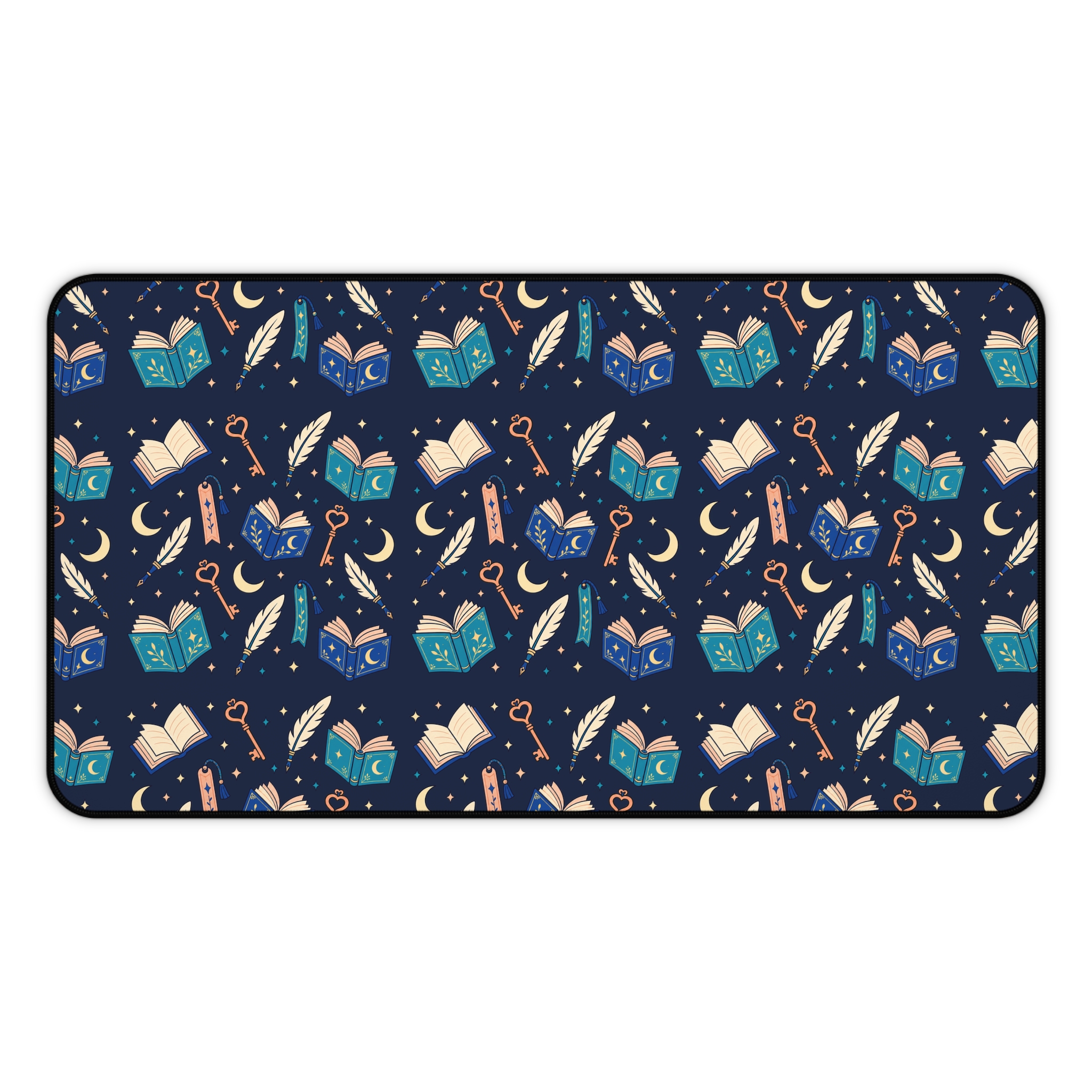 Chapter Keys Desk Mat — Navy Books, Quills & Keys Pattern Reader Desk Mat - Image 6
