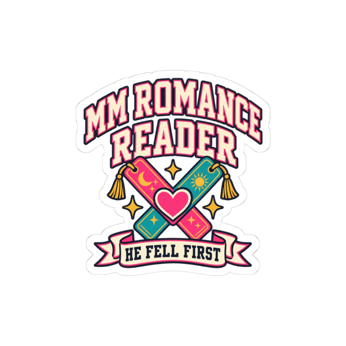 MM Romance Reader Sticker — He Fell First MM Romance Kiss-Cut Vinyl Sticker - Image 4
