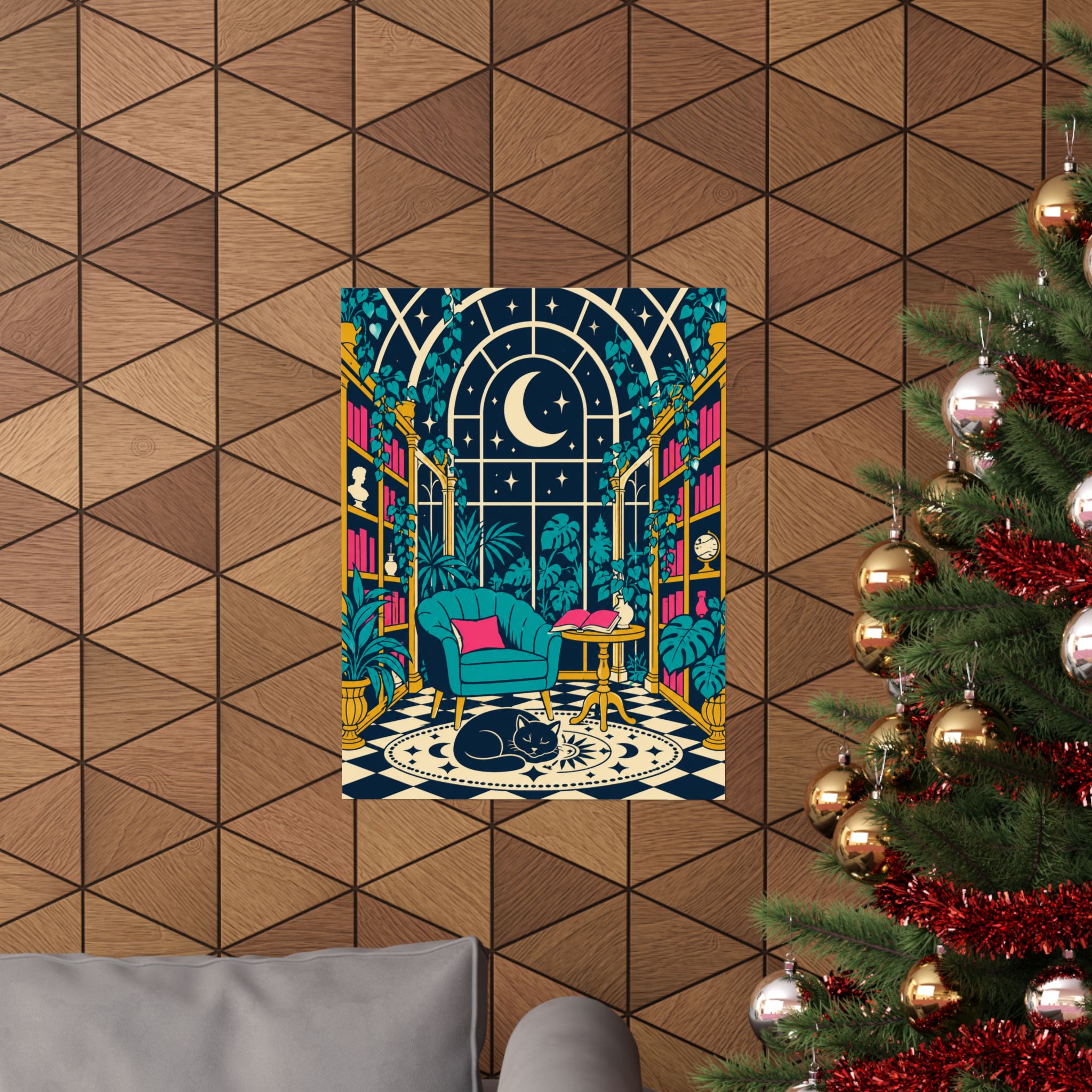 Midnight Greenhouse Library Poster — Reading Nook Wall Art for Book Lovers, Matte Print - Image 4