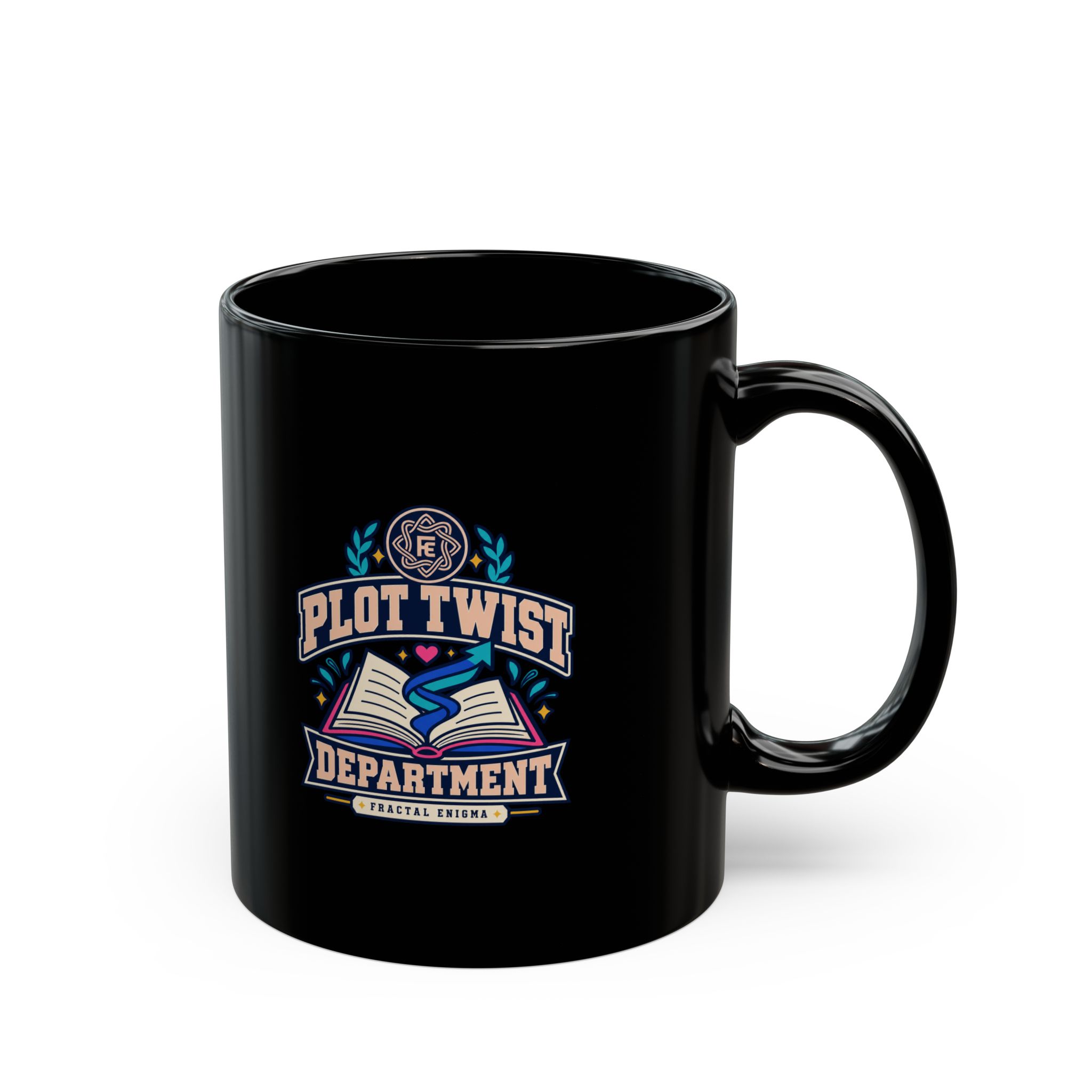 Plot Twist Department Black Mug — Fractal Enigma Ceramic Mug, 11oz - Image 2