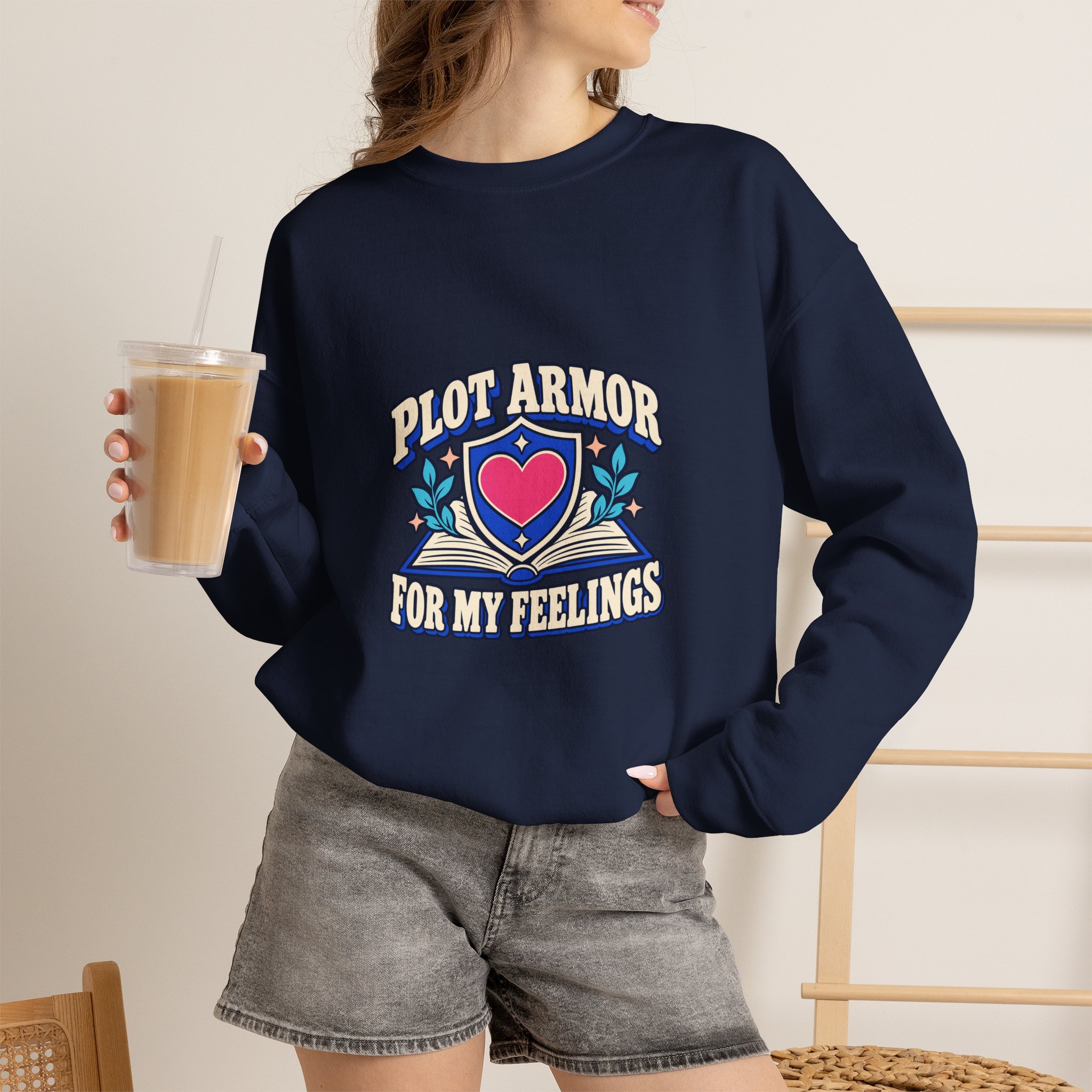 Plot Armor for My Feelings Crewneck Sweatshirt — Book Lover Graphic Sweatshirt, Unisex - Image 14