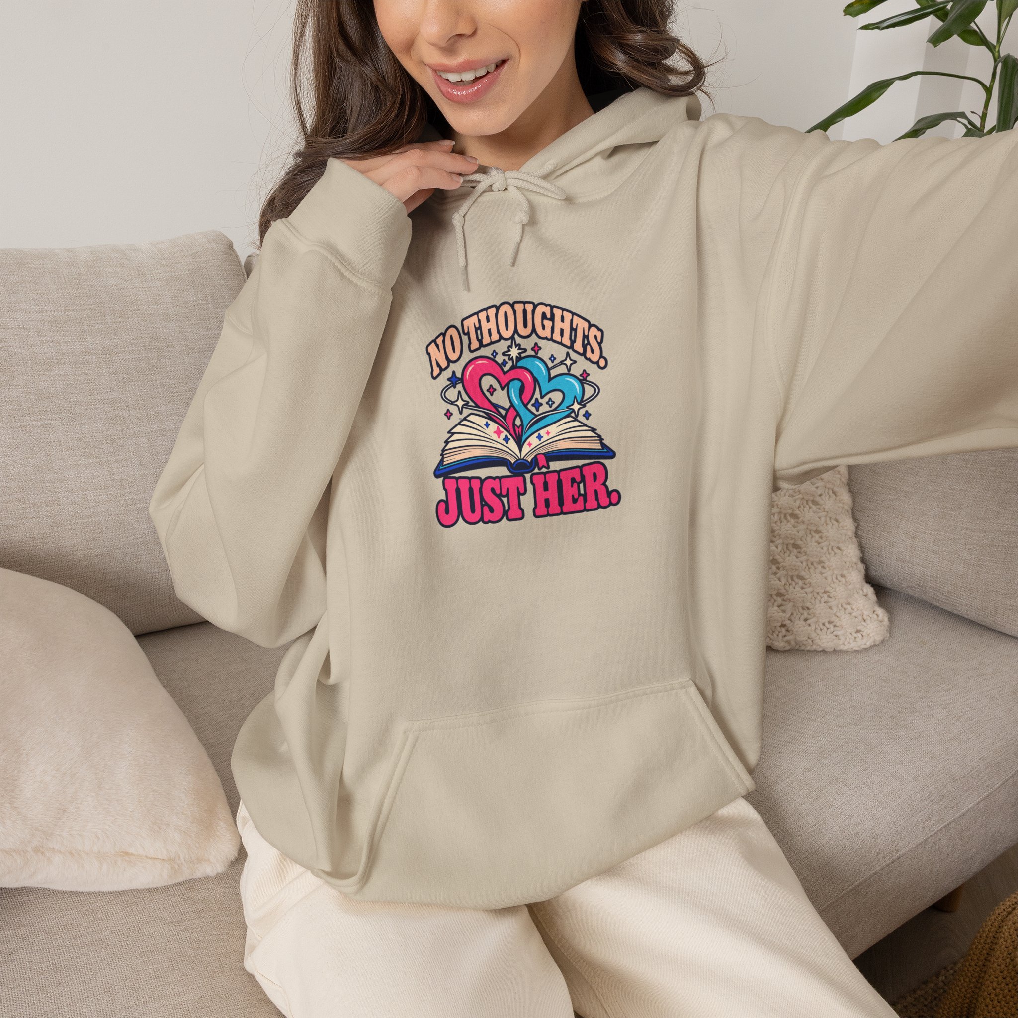 No Thoughts, Just Her Hoodie — Sapphic Romance Reader Graphic Hooded Sweatshirt, Unisex - Image 7