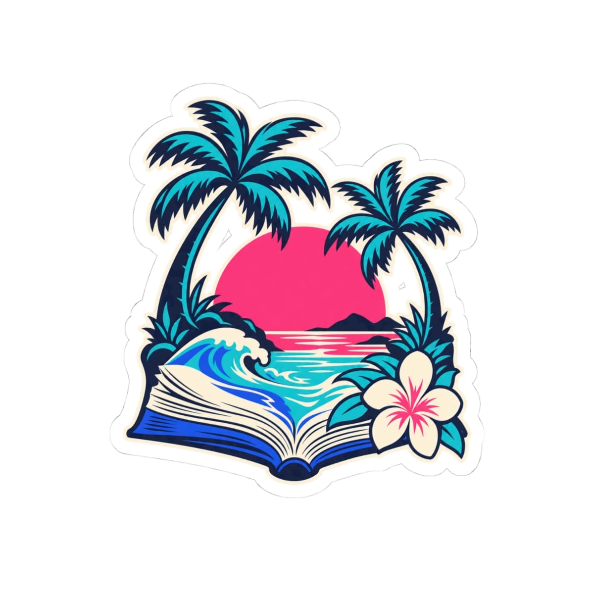 Tropical Reading Escape Sticker — Beach Read Kiss-Cut Vinyl Sticker - Image 4