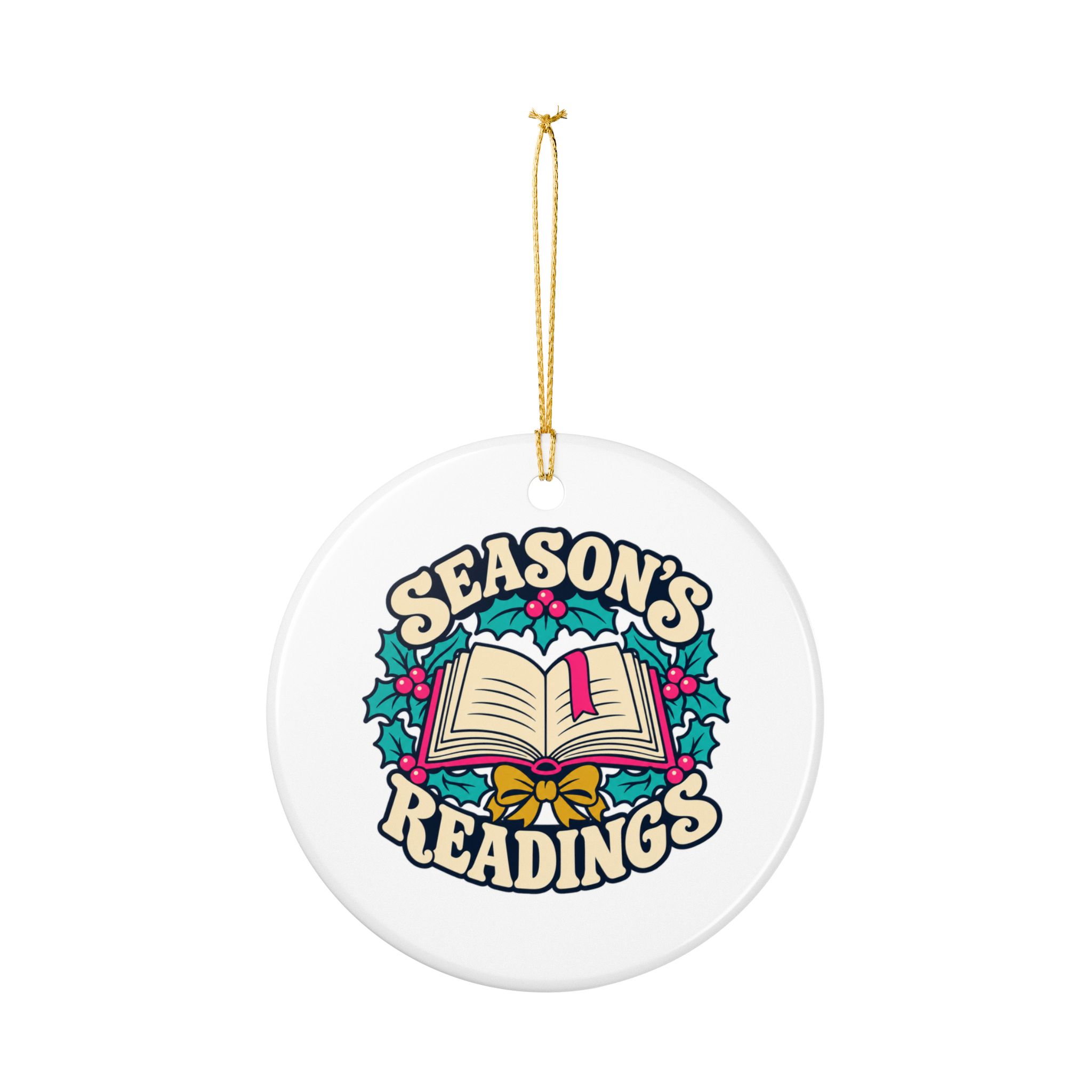 Season’s Readings Ornament — Book Lover Ceramic Christmas Ornament - Image 4