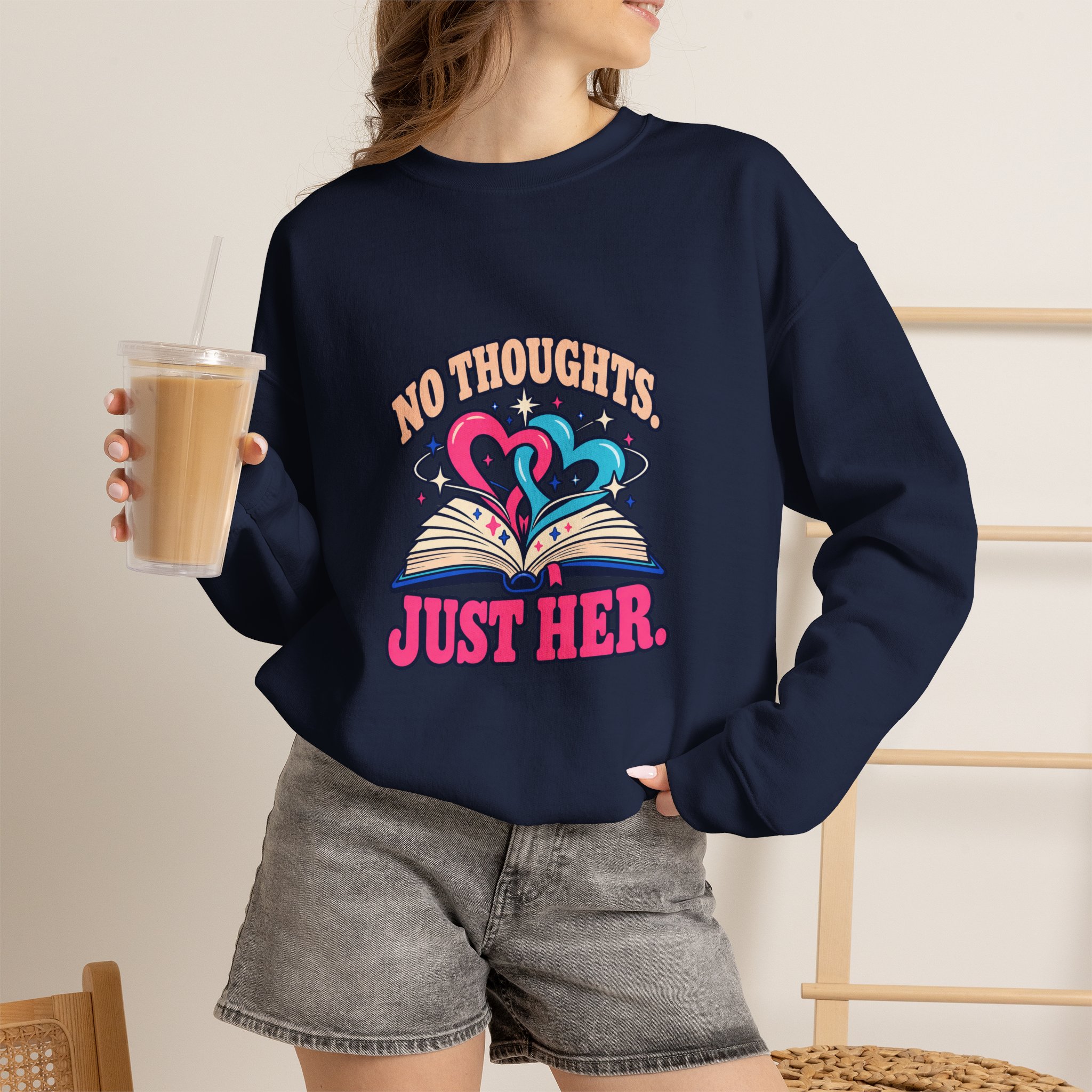 No Thoughts, Just Her Crewneck Sweatshirt — Sapphic Romance Reader Graphic Sweatshirt, Unisex - Image 14