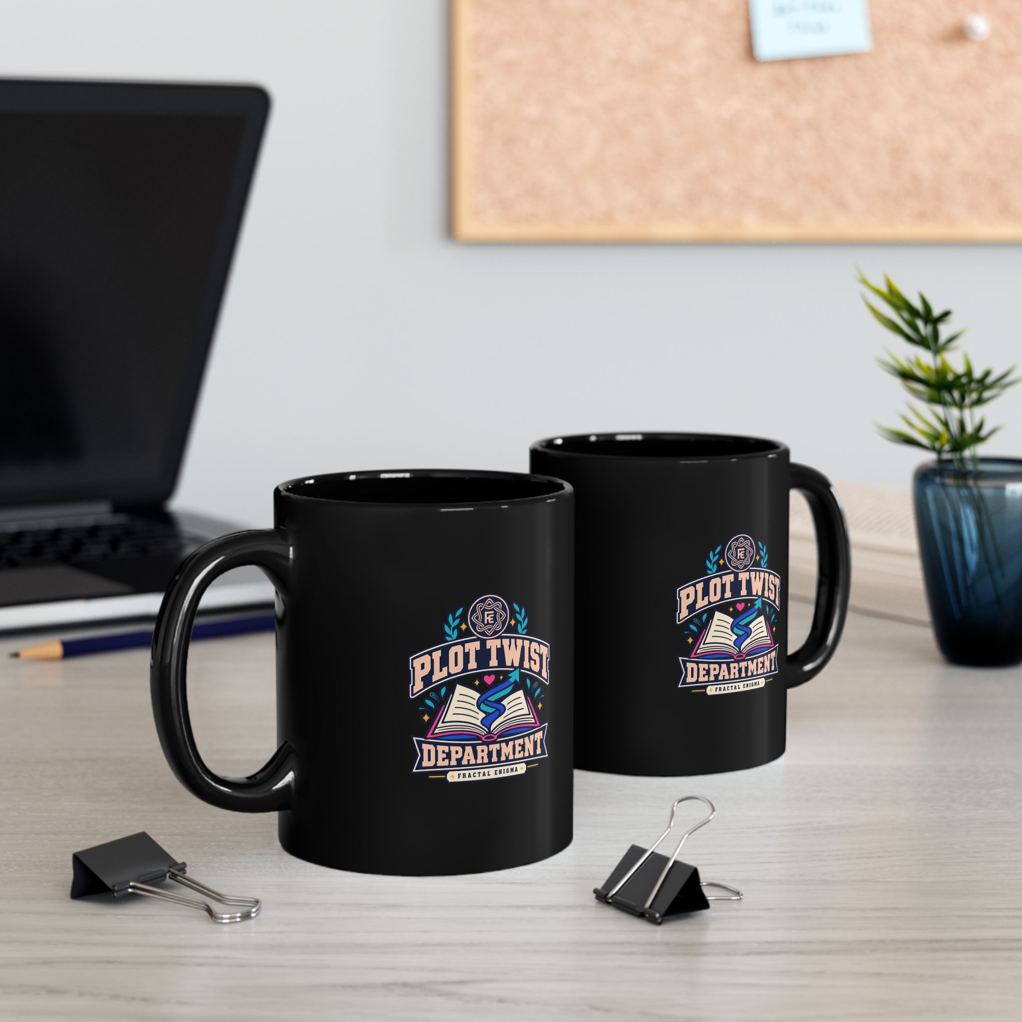 Plot Twist Department Black Mug — Fractal Enigma Ceramic Mug, 11oz - Image 4
