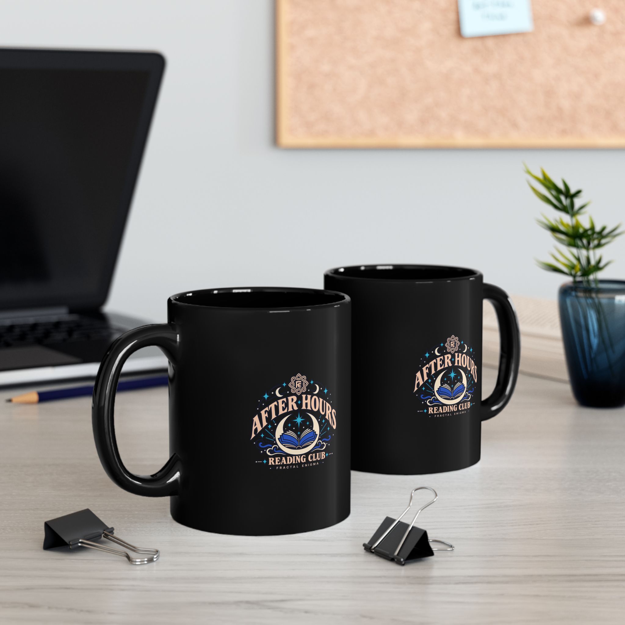 After Hours Reading Club Black Mug — Fractal Enigma Ceramic Mug, 11oz - Image 4