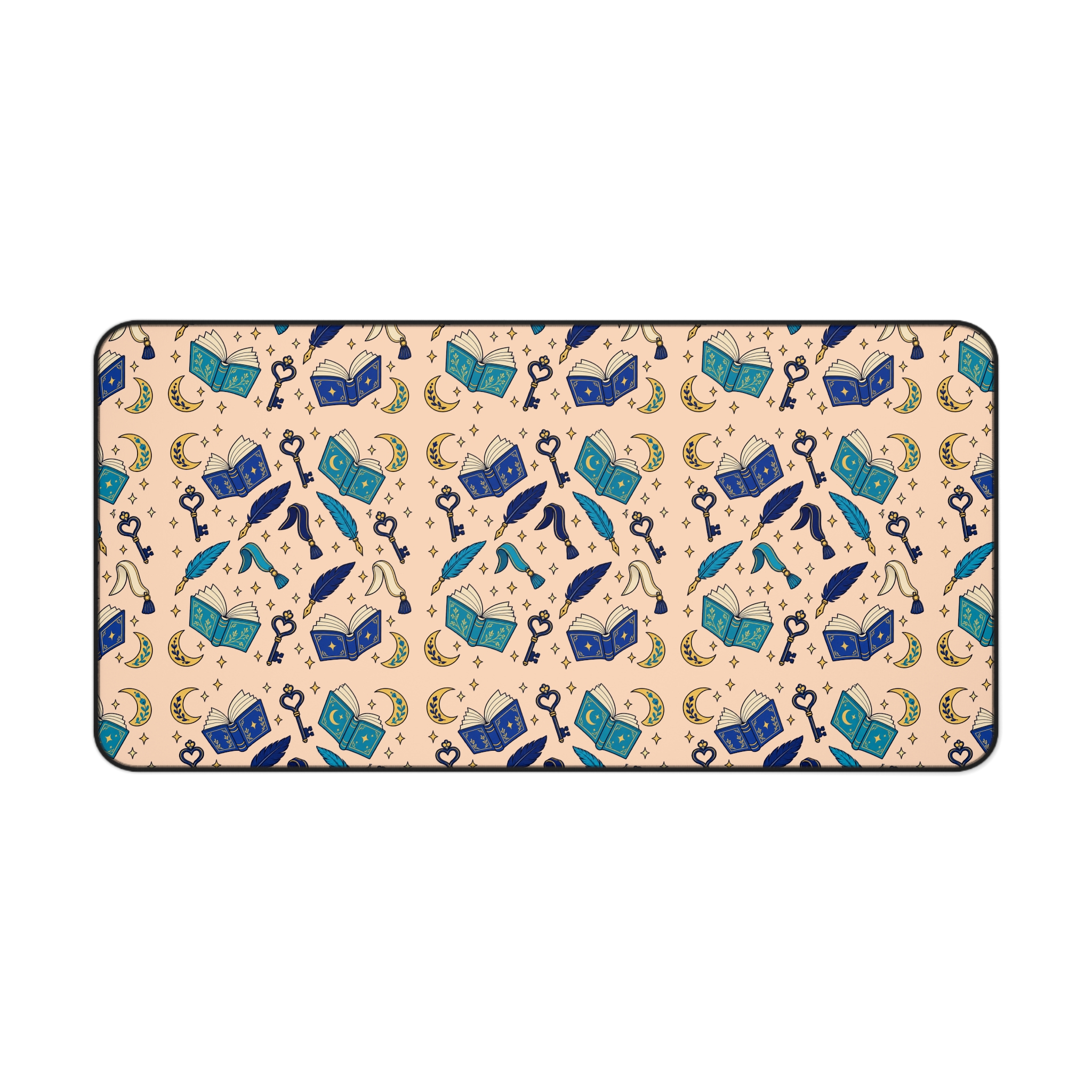 Chapter Keys Desk Mat — Peach Books, Quills & Keys Pattern Reader Desk Mat - Image 11
