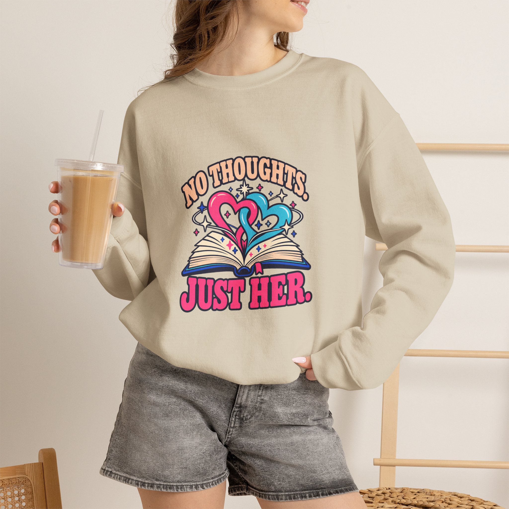 No Thoughts, Just Her Crewneck Sweatshirt — Sapphic Romance Reader Graphic Sweatshirt, Unisex - Image 6