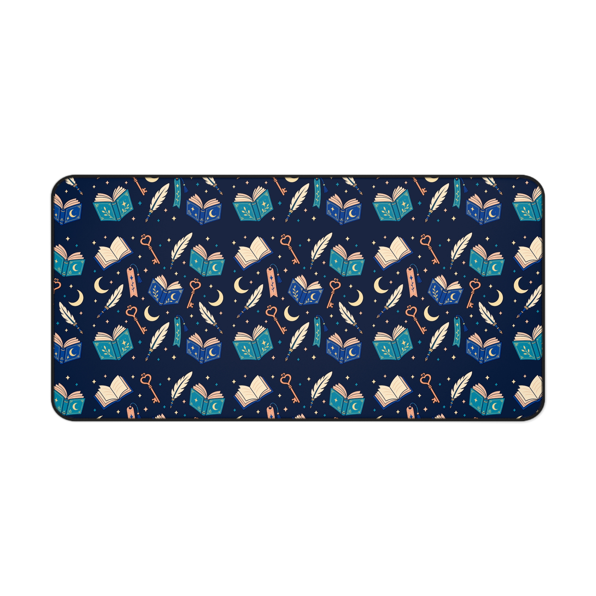 Chapter Keys Desk Mat — Navy Books, Quills & Keys Pattern Reader Desk Mat - Image 11
