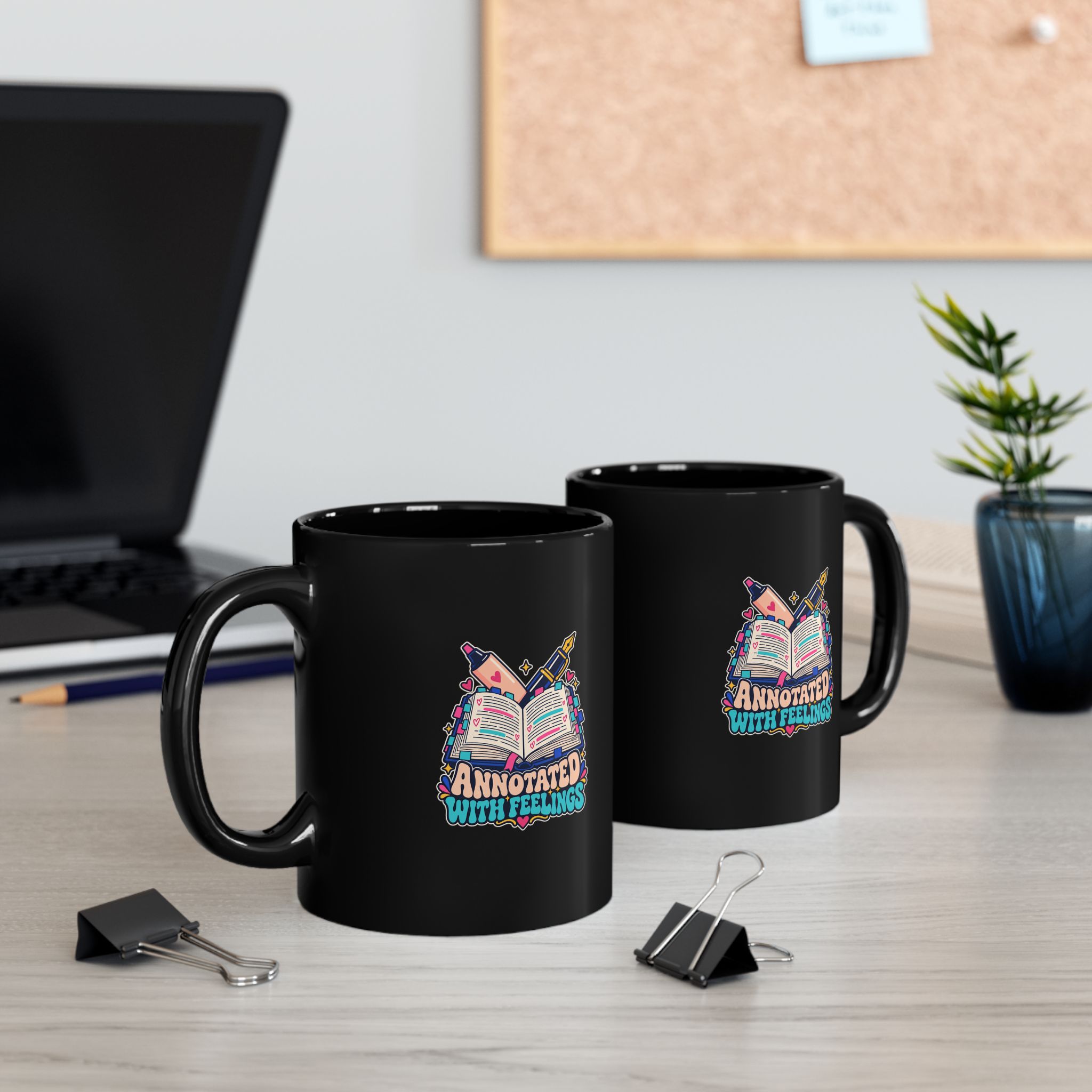 Annotated with Feelings Black Mug — Book Annotator Ceramic Mug, 11oz - Image 4