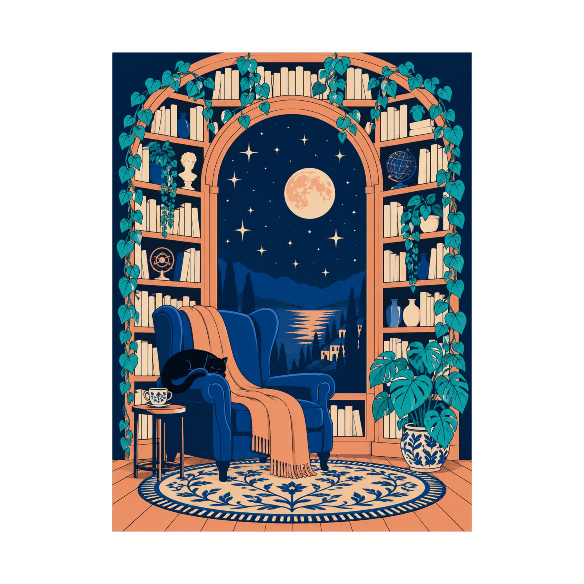 Between Worlds Library Poster — Moonlit Archway Reading Nook Wall Art for Book Lovers, Matte Print - Image 7